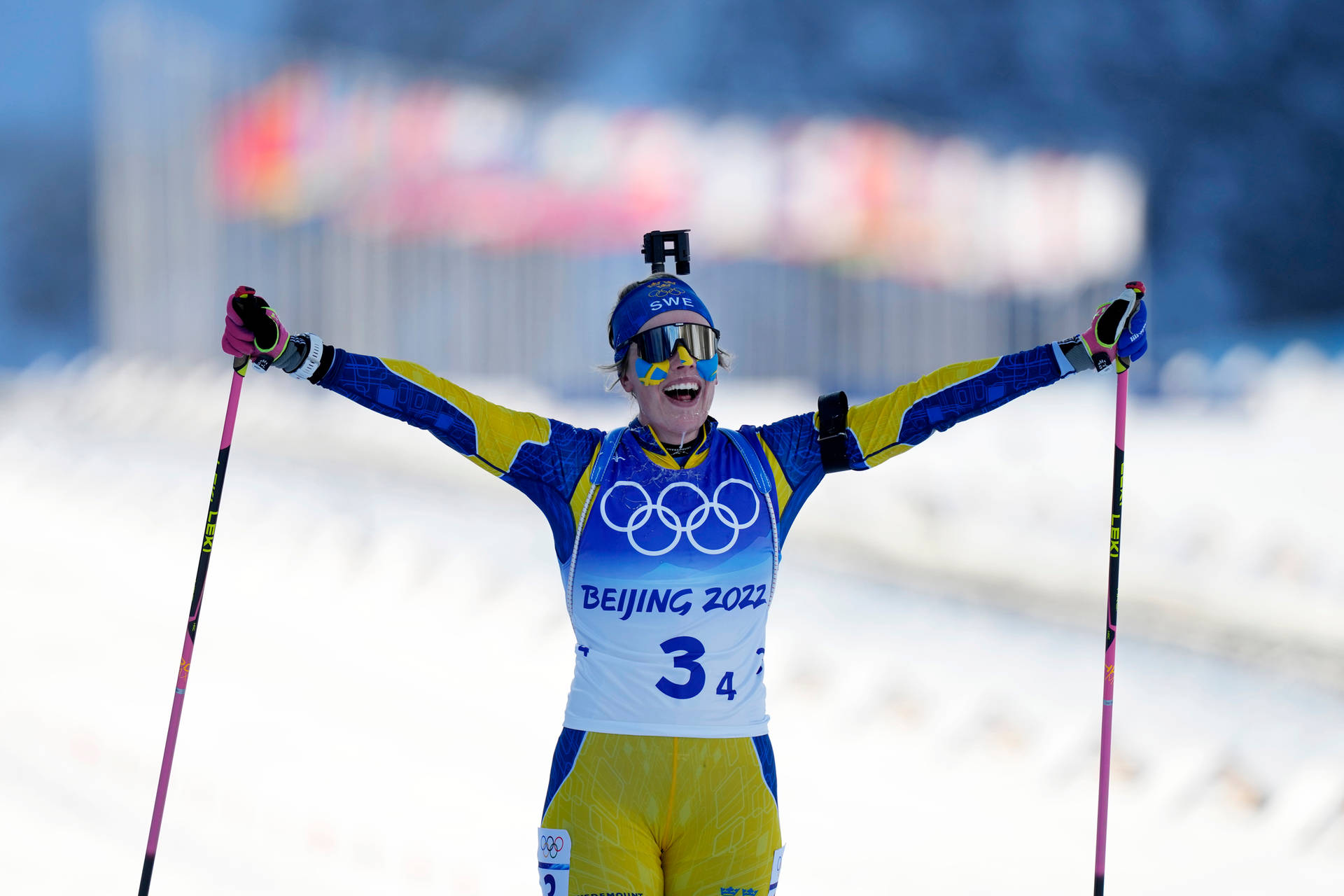 Swedish Biathlete Elvira Oeberg At Beijing 2022 Biathlon