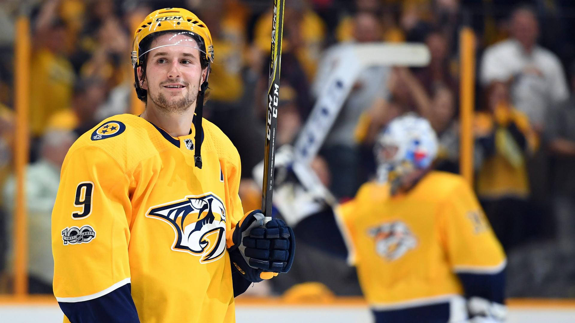 Swedish Hockey Player Filip Forsberg In Action Background