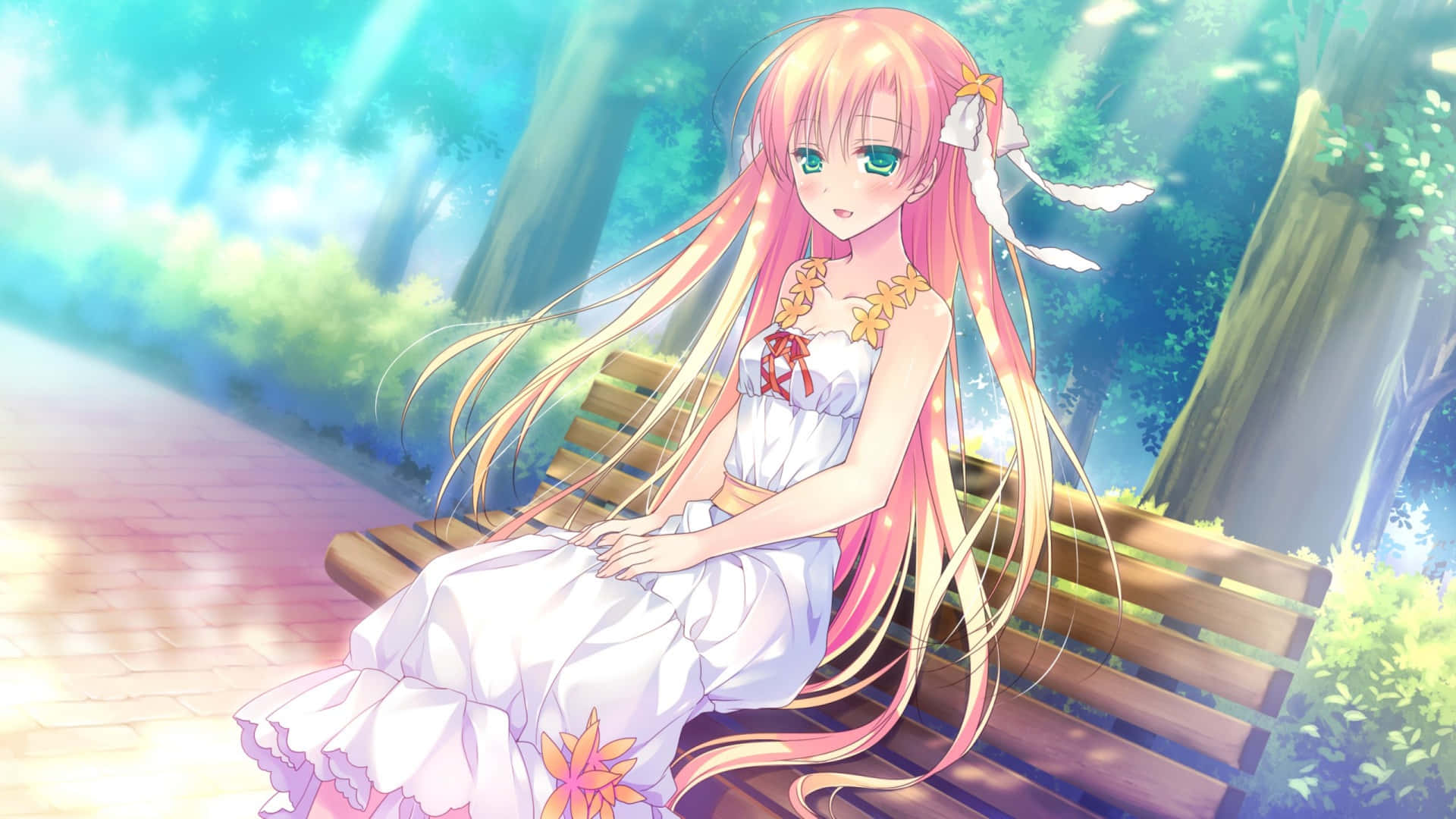 Sweet And Blushing Anime Girl Background