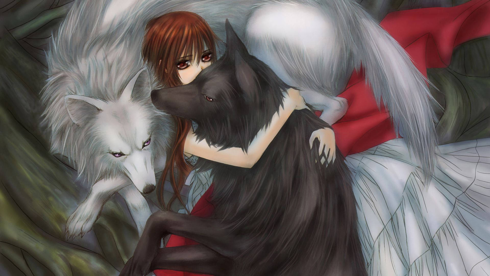 Sweet Anime Wolf Girl Background