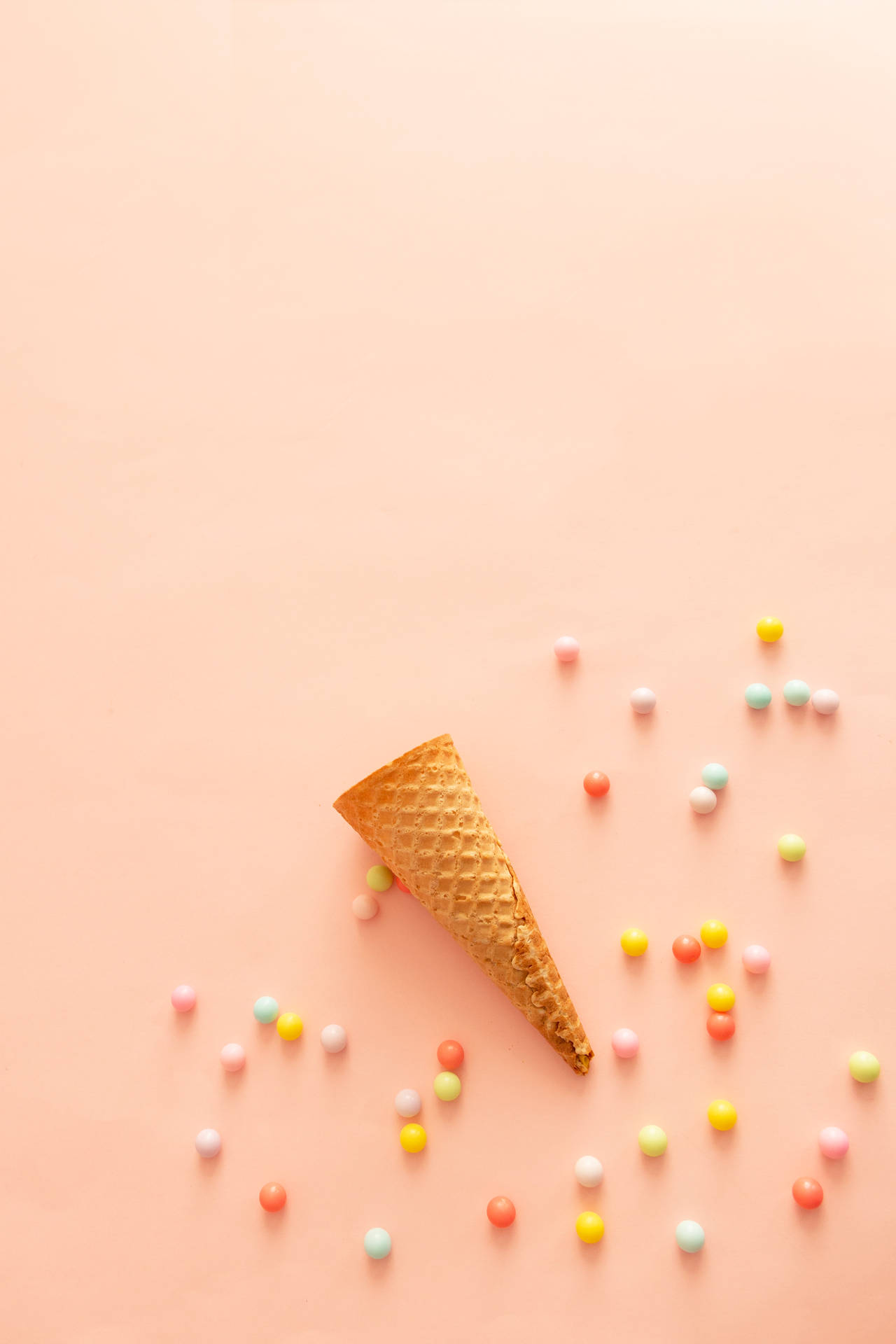 Sweet Candies And Ice Cream Cone Background