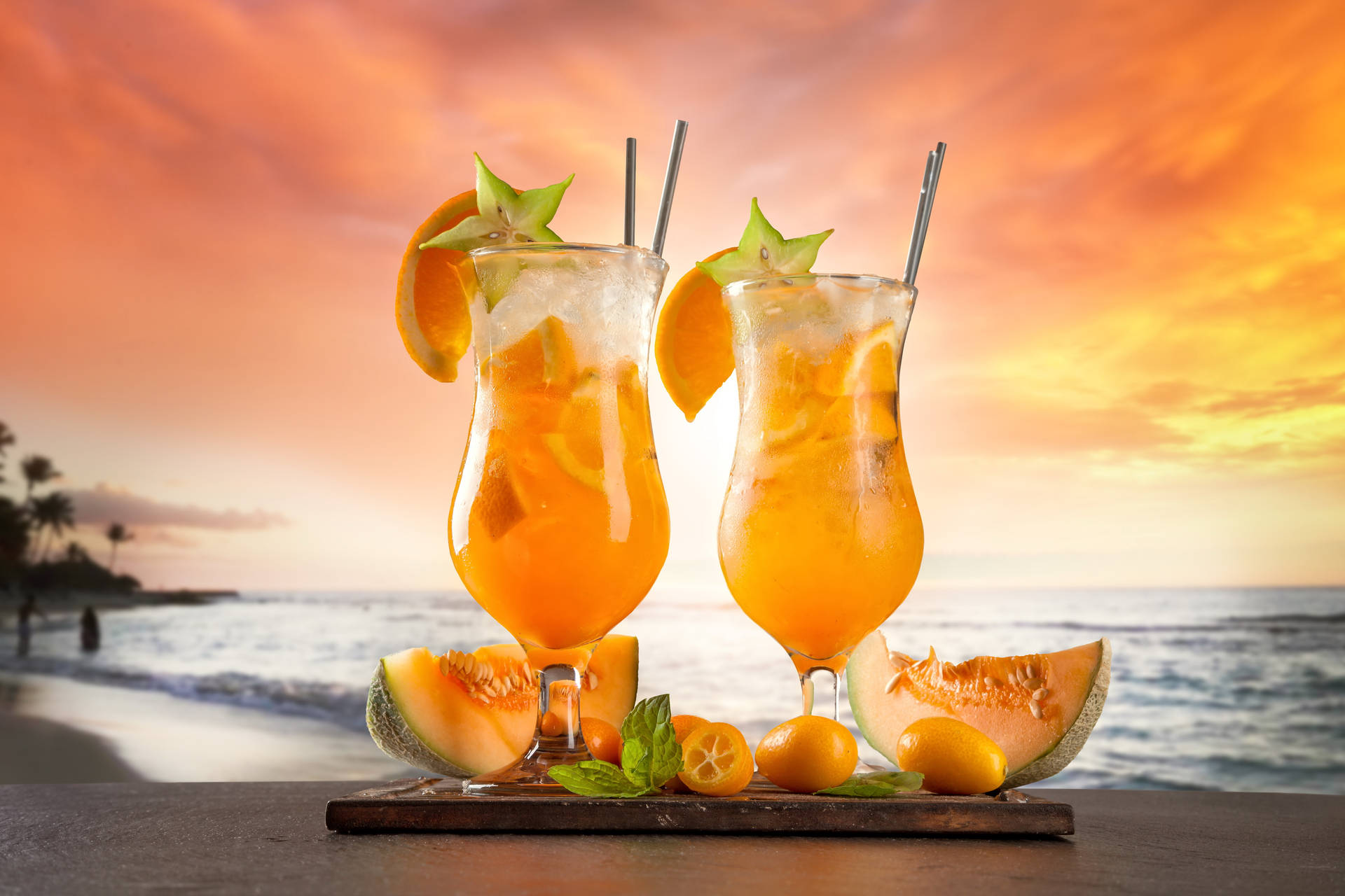 Sweet Cantaloupe Tropical Drink Background