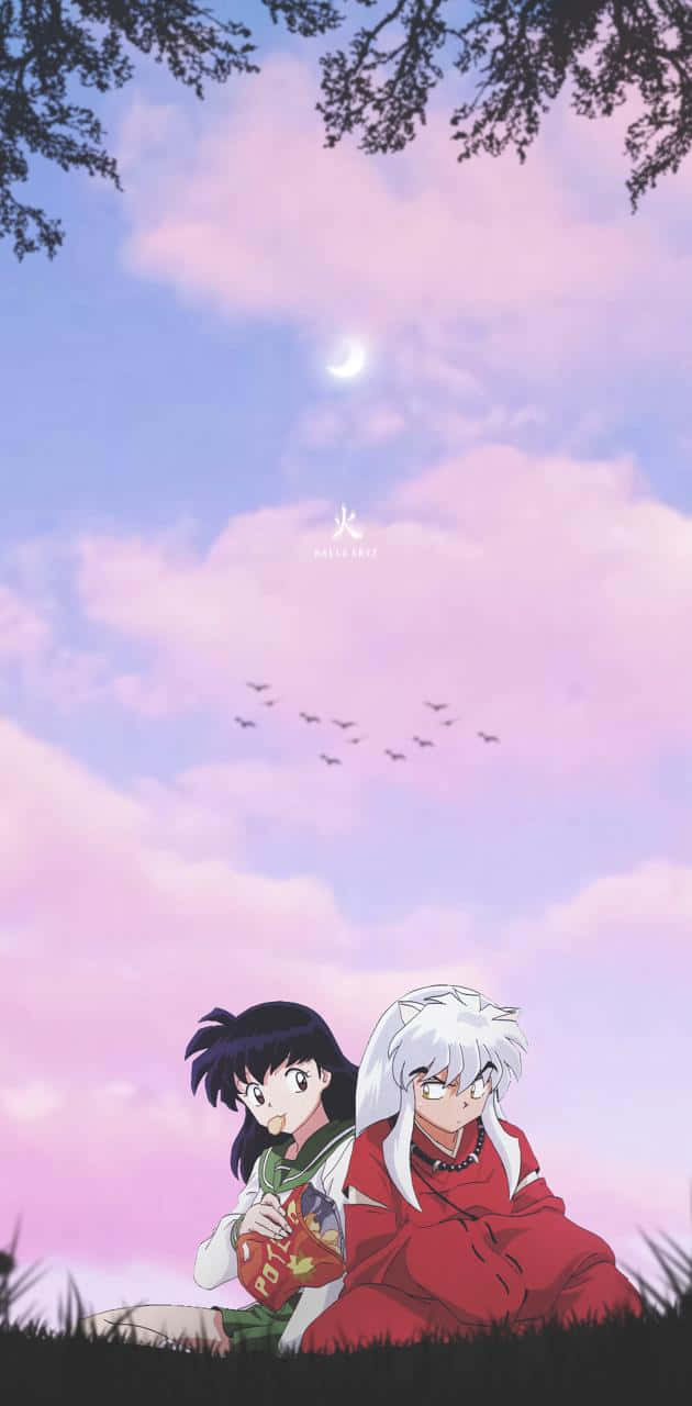 Sweet Couple Inuyasha And Kagome Phone Background