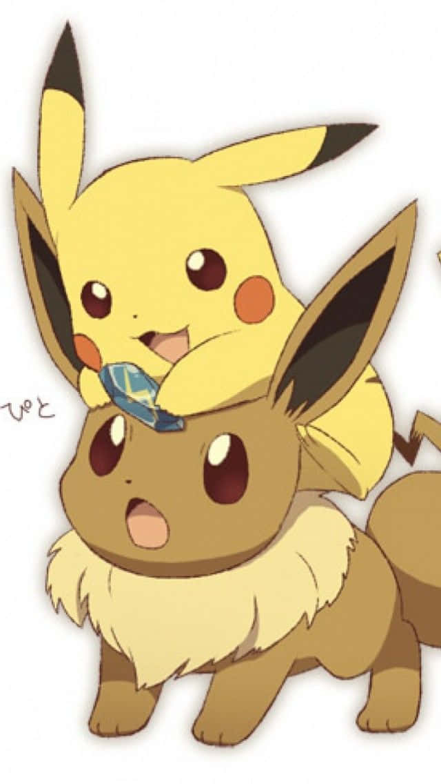 Sweet Friendship Between Pikachu And Eevee Background