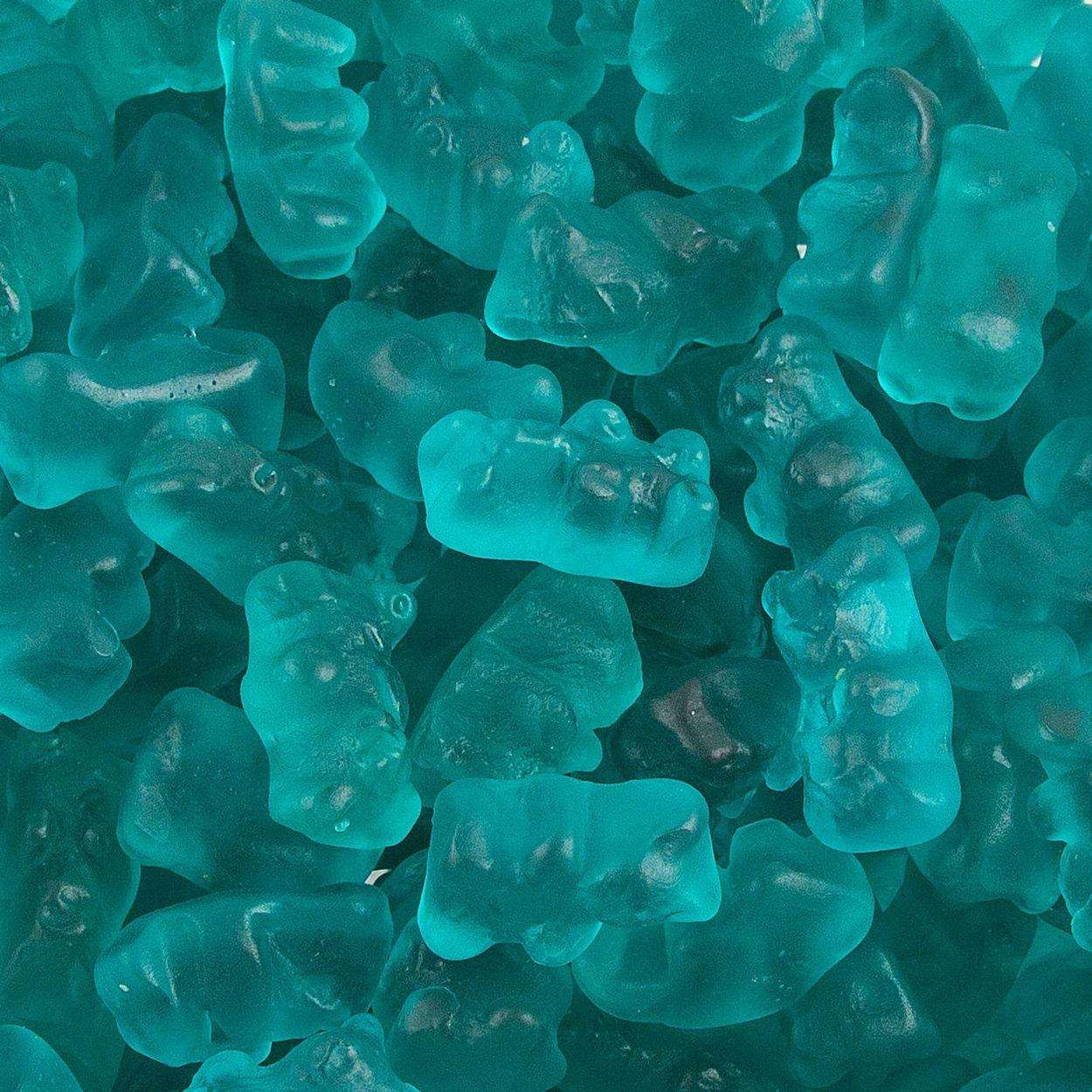 Sweet Gummy Bears Aesthetic Teal Background