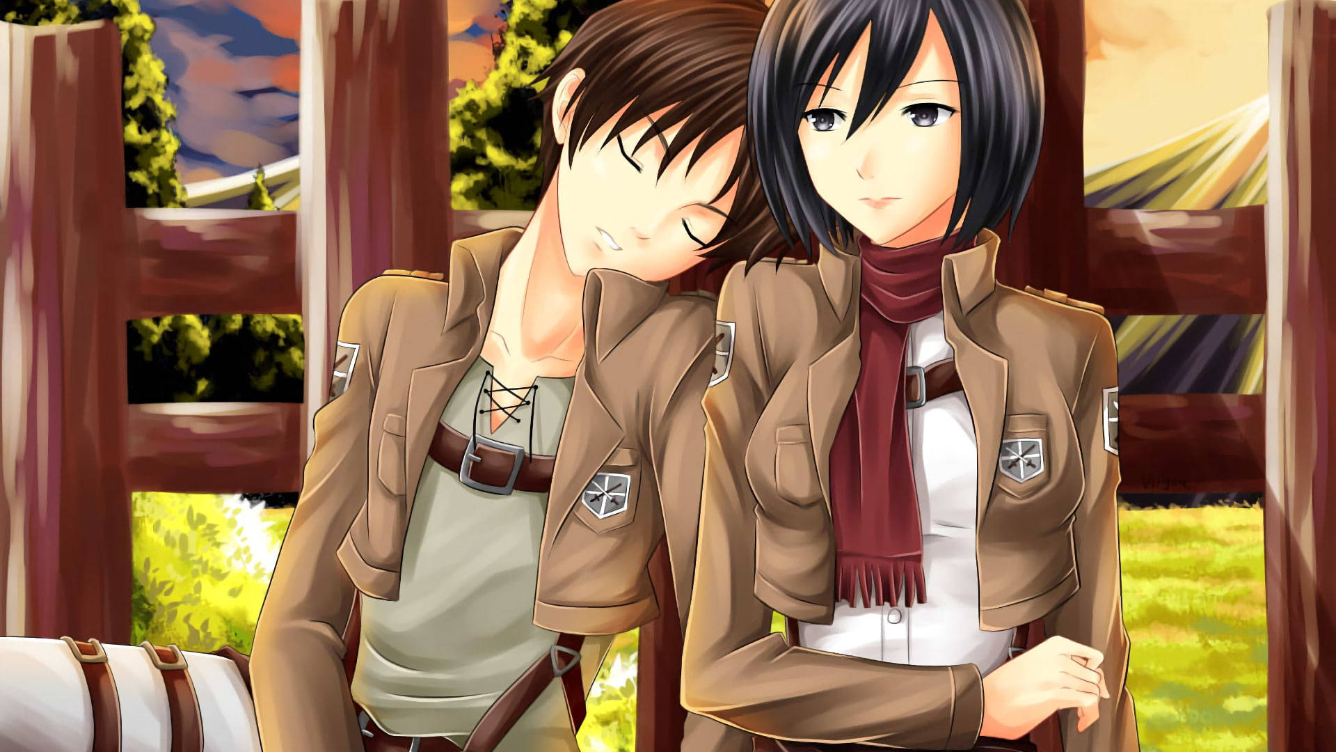 Sweet Mikasa And Eren Yeager Background