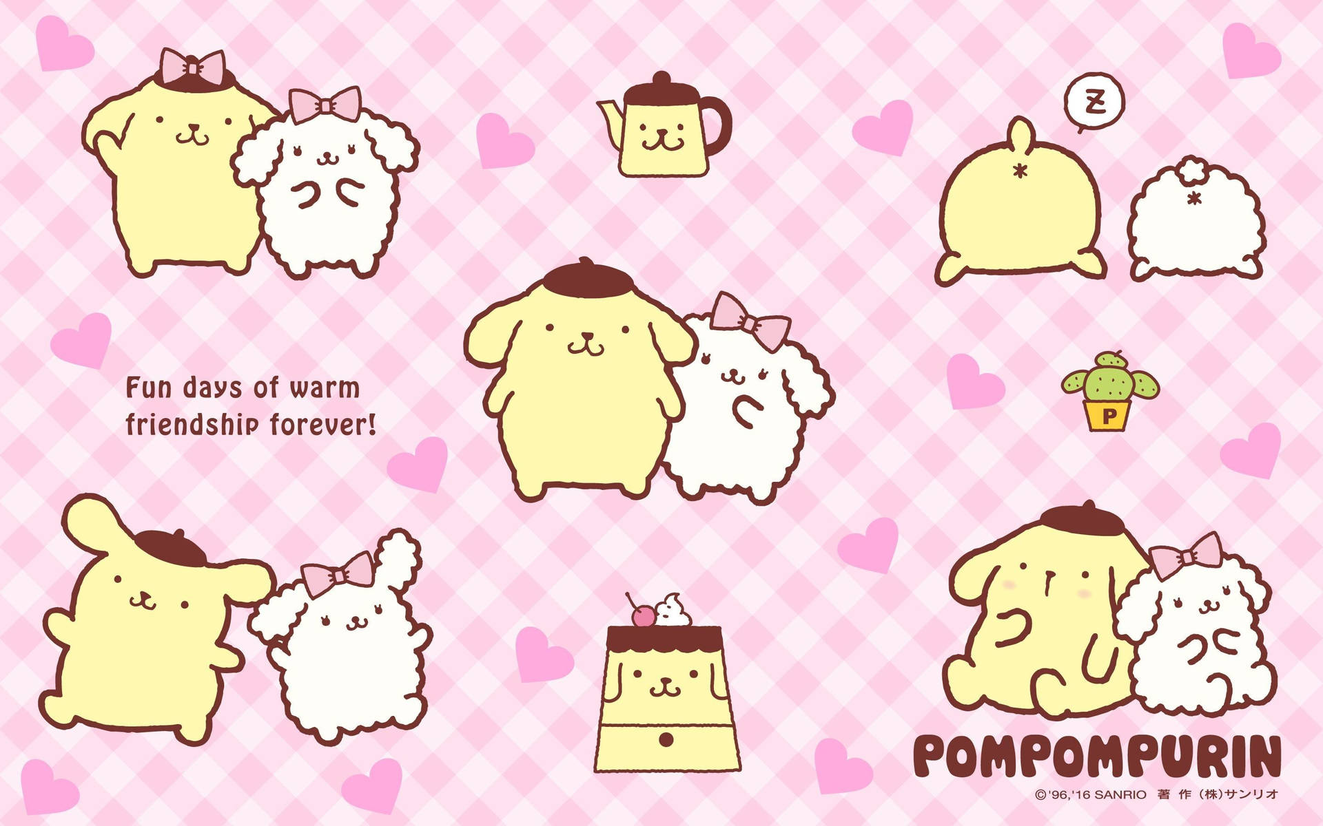 Sweet Pompompurin And Macaroon Background