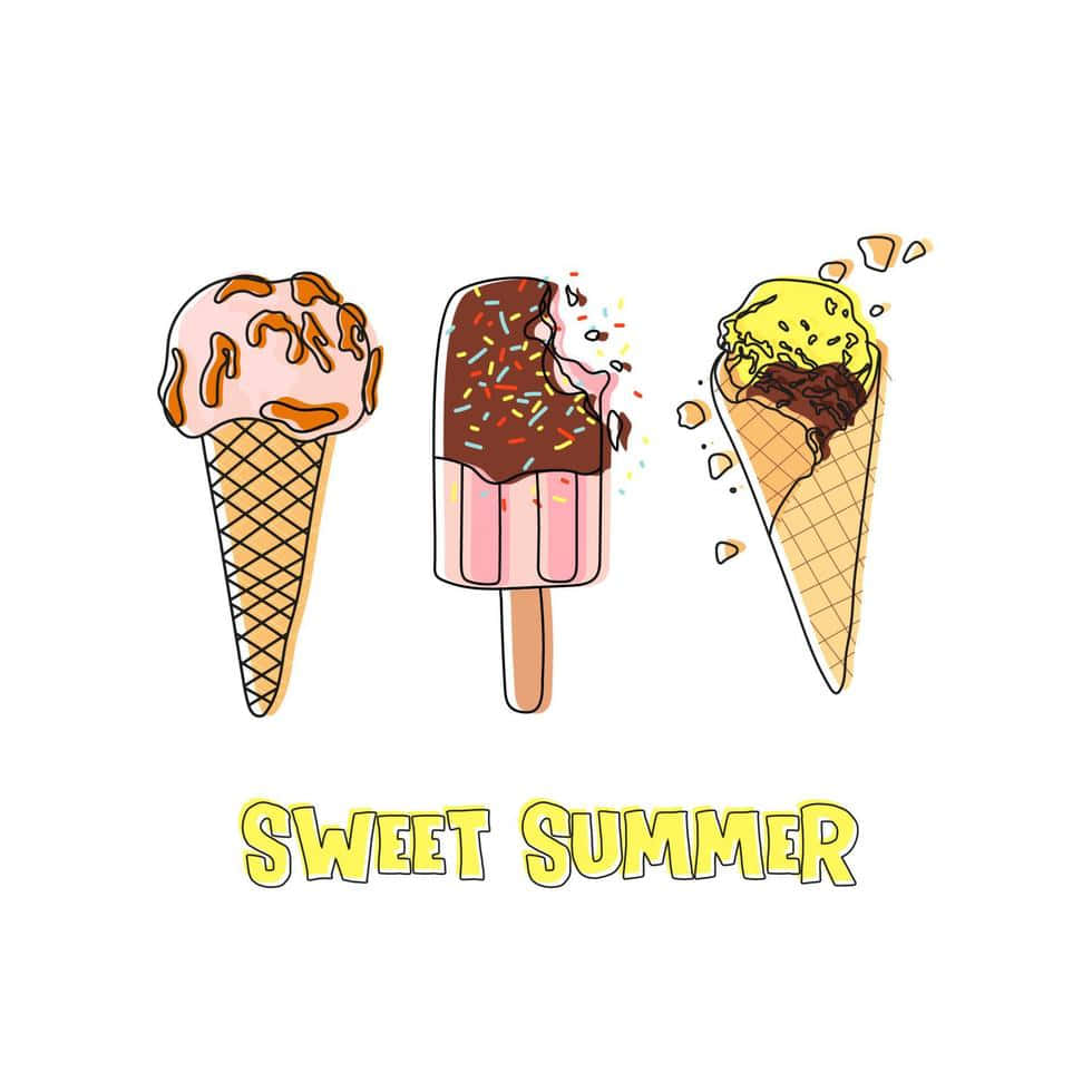 Sweet Summer Cute Ice Cream Background