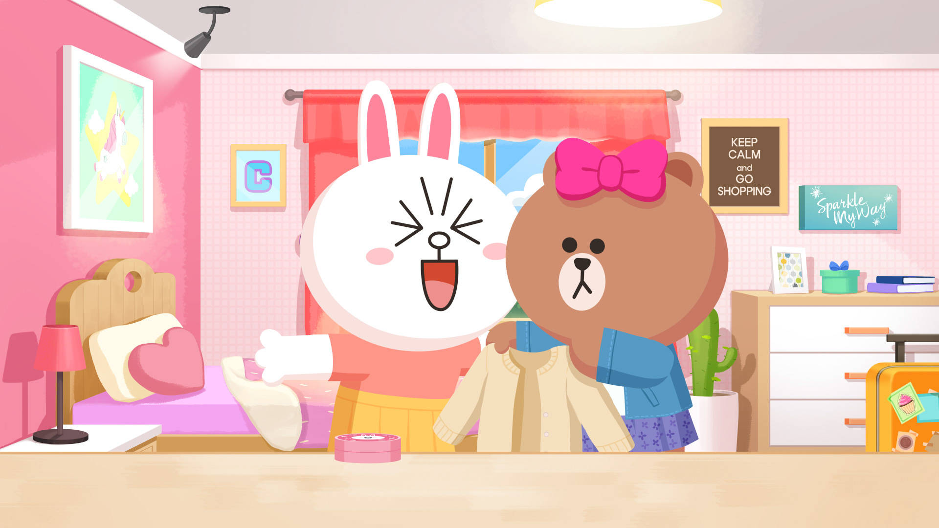 Sweet Surprise! Cony And Choco Adorable Plush Dolls From The Line Friends Series Background