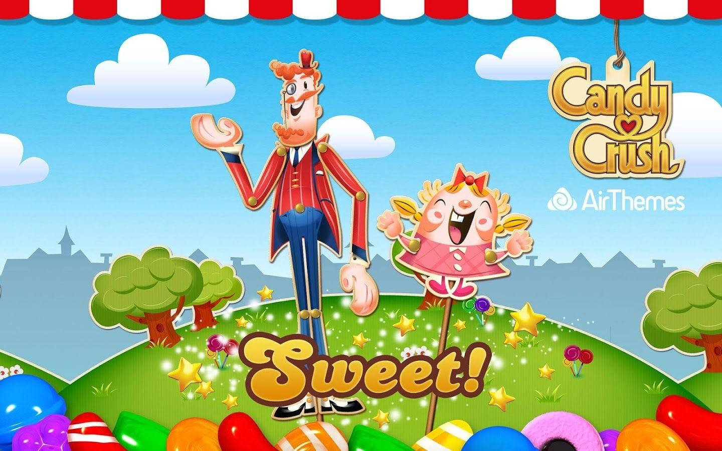 Sweetest Candy Crush Saga With Tiffi And Mr. Toffee Background