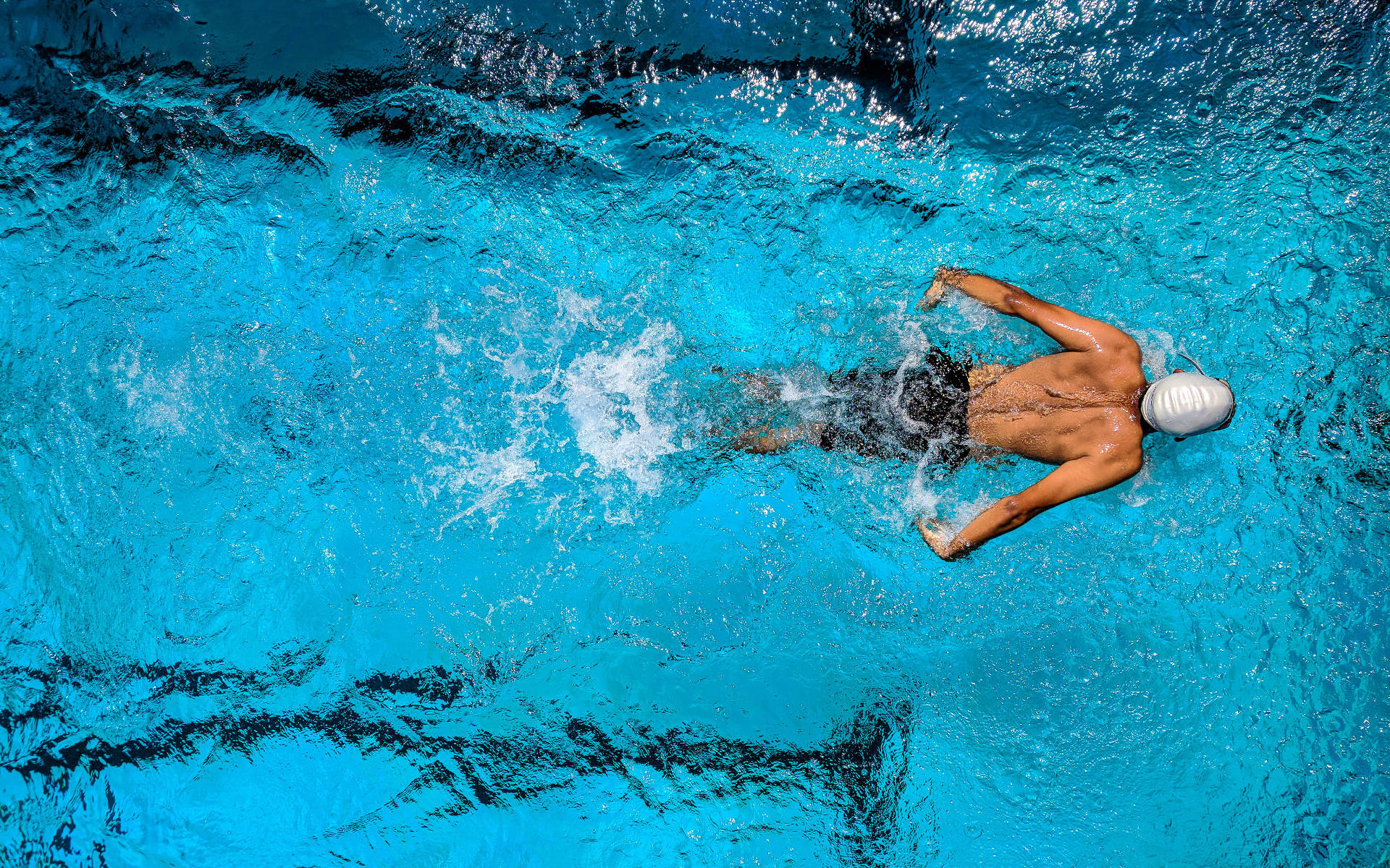 Swimming Athlete Top View Shot Background