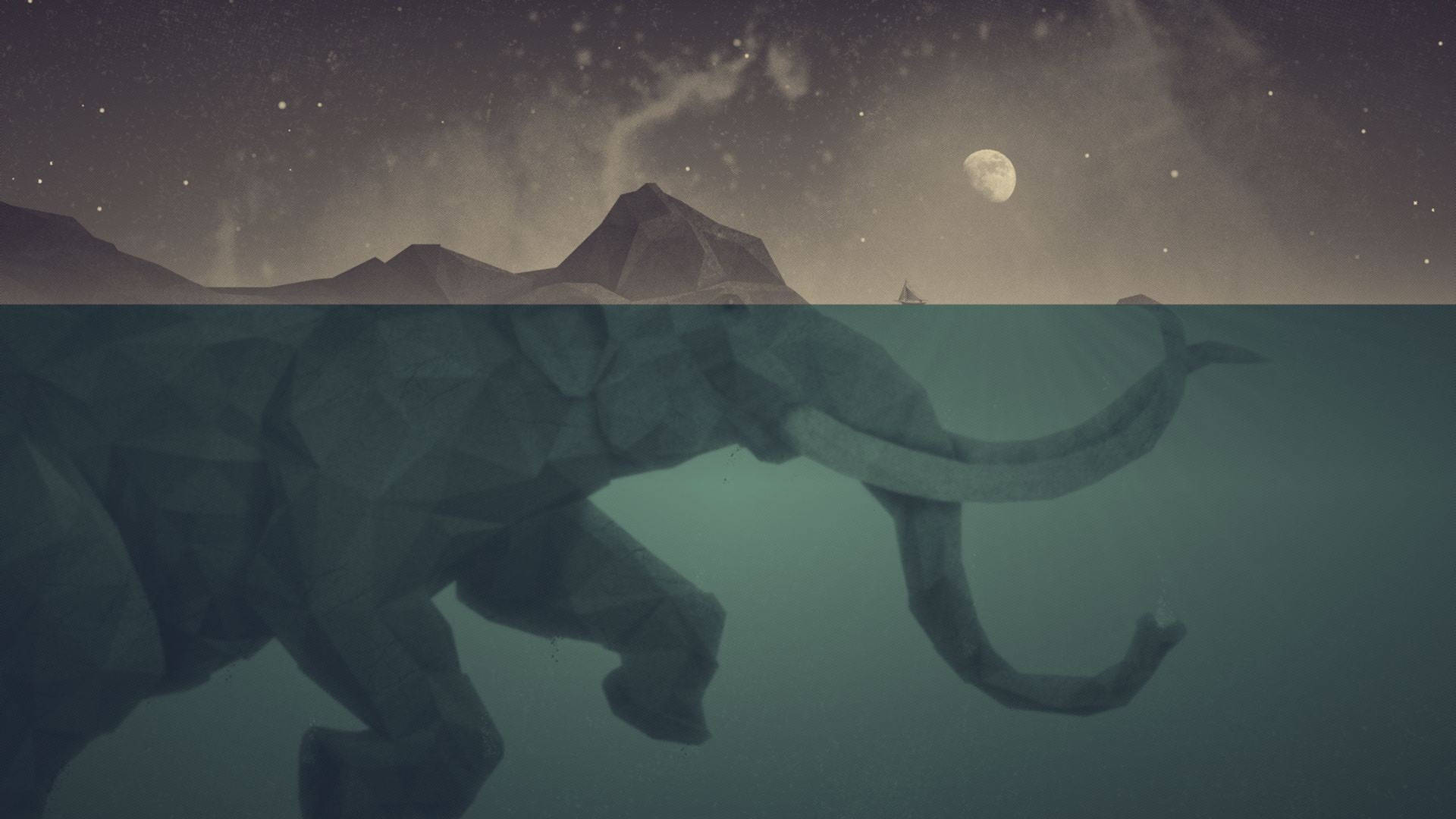 Swimming Elephant Artwork Background