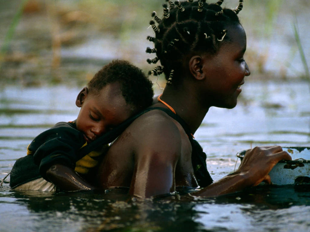 Swimming Mother And Baby