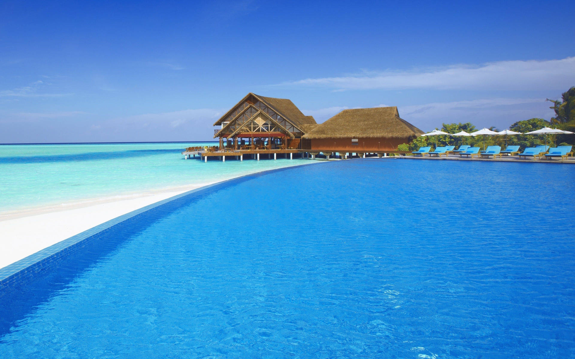 Swimming Pool White Beach Background