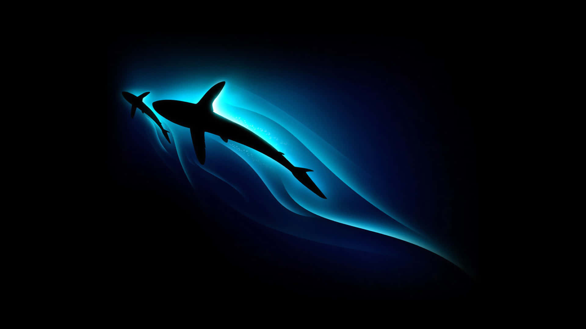 'swimmingly Cool - A Shark Poses In The Deep Blue Sea' Background