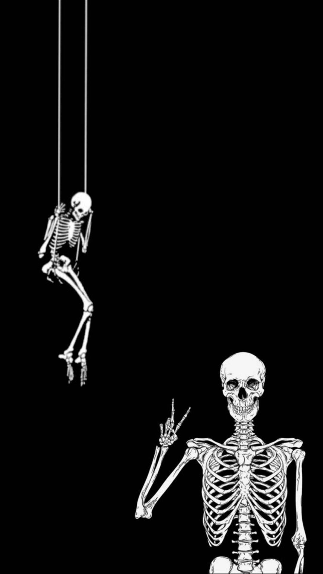 Swinging Skeleton In Best Dark Background