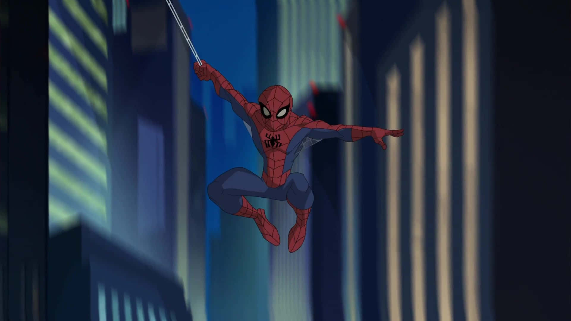 Swinging Spiderman Pfp Cartoon Background