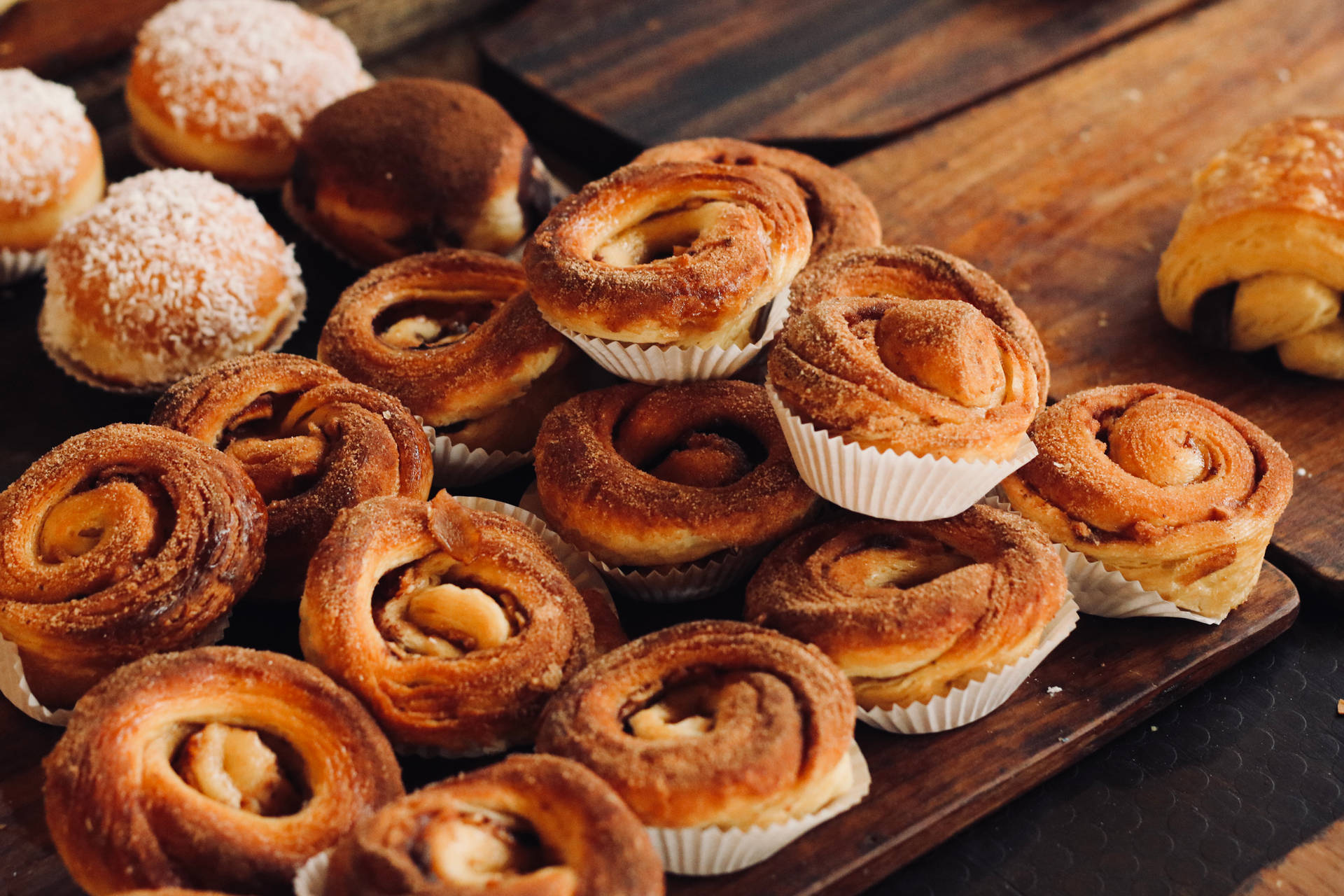 Swirl Cinnamon Pastry Background