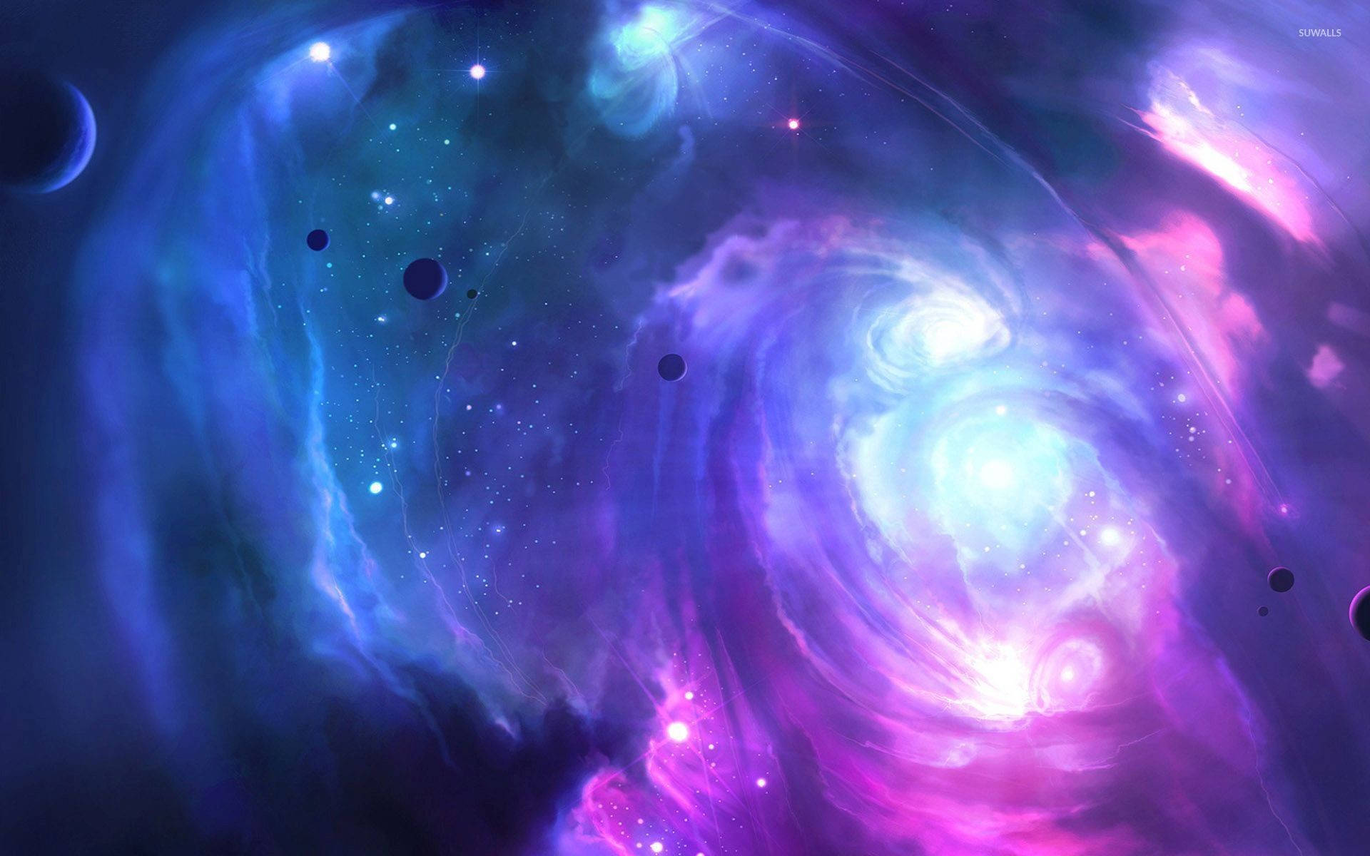 Swirling Blue And Pink Galaxy Background