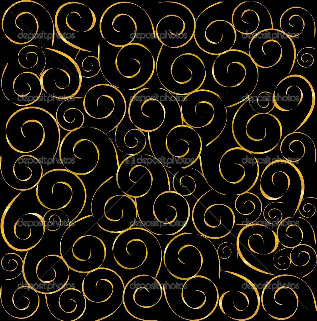 Swirly Black And Gold Pattern Background
