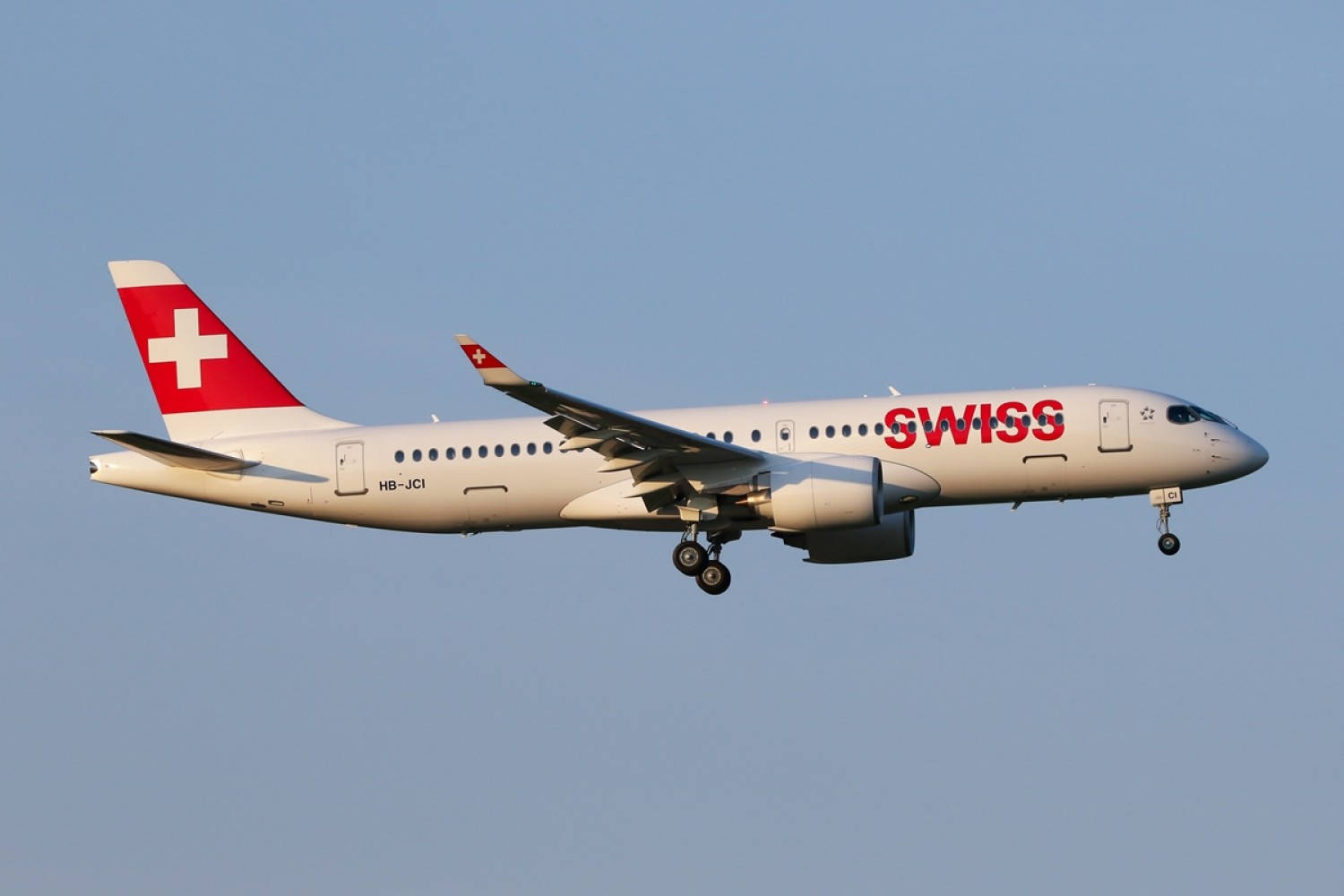 Swiss Airlines Flying In The Clear Sky Background