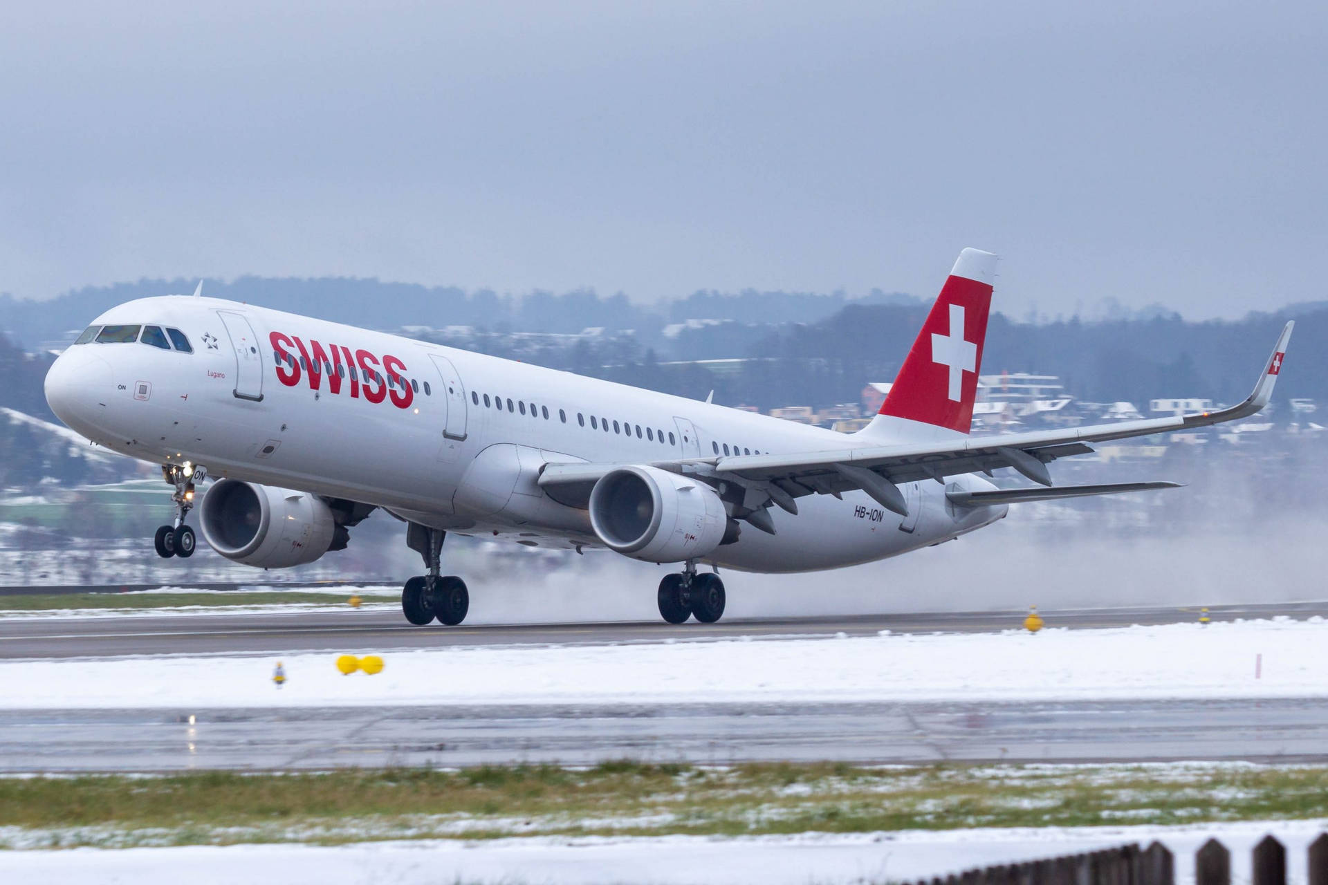 Swiss Airlines Runway Takeoff Background