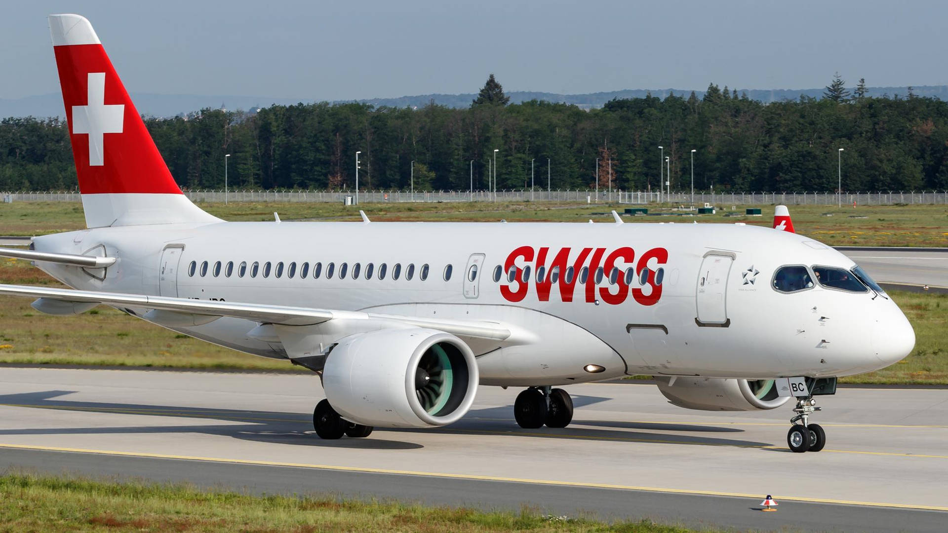 Swiss Airlines White Airplane Background