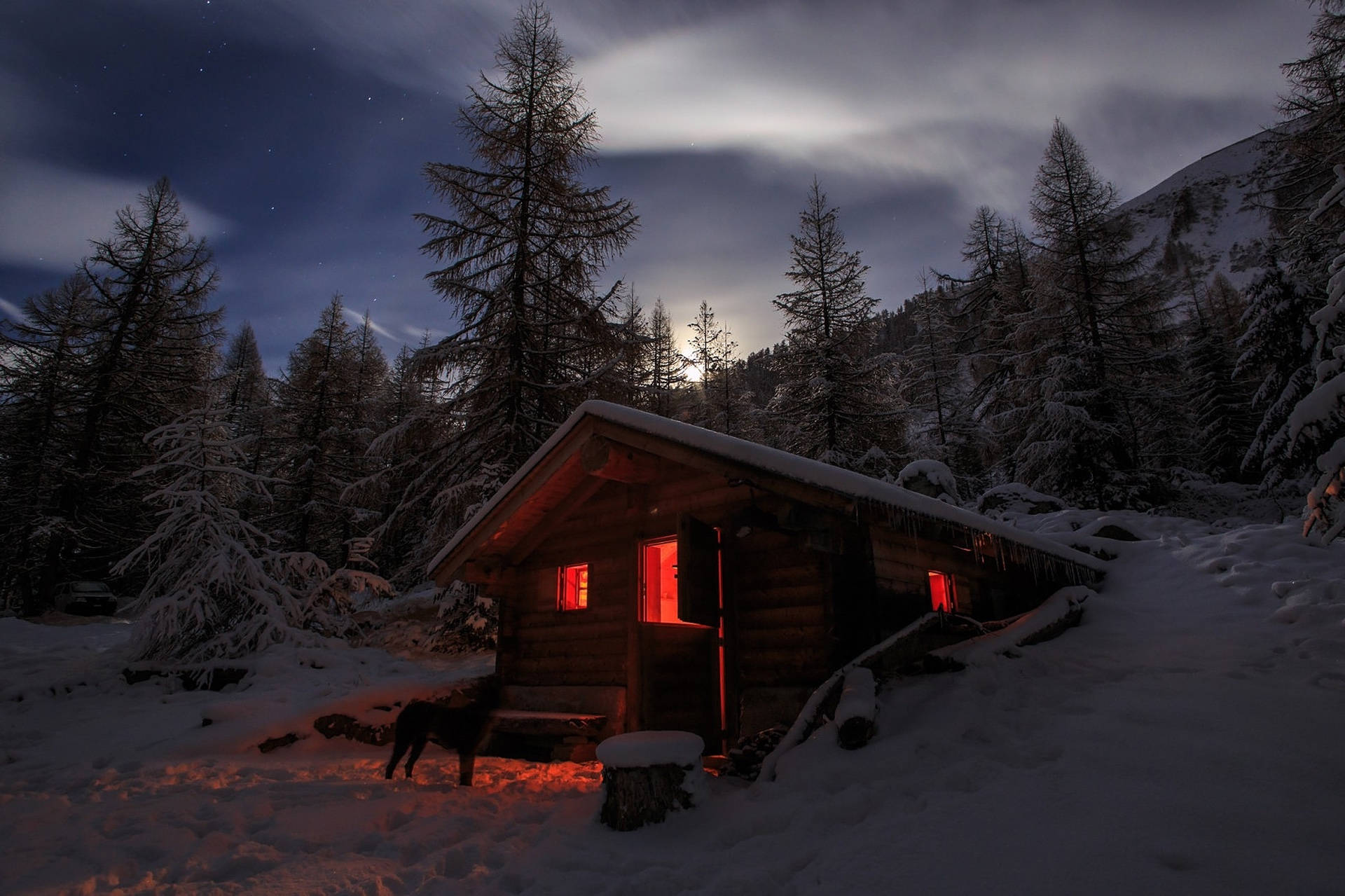 Swiss Alps Cabin Background
