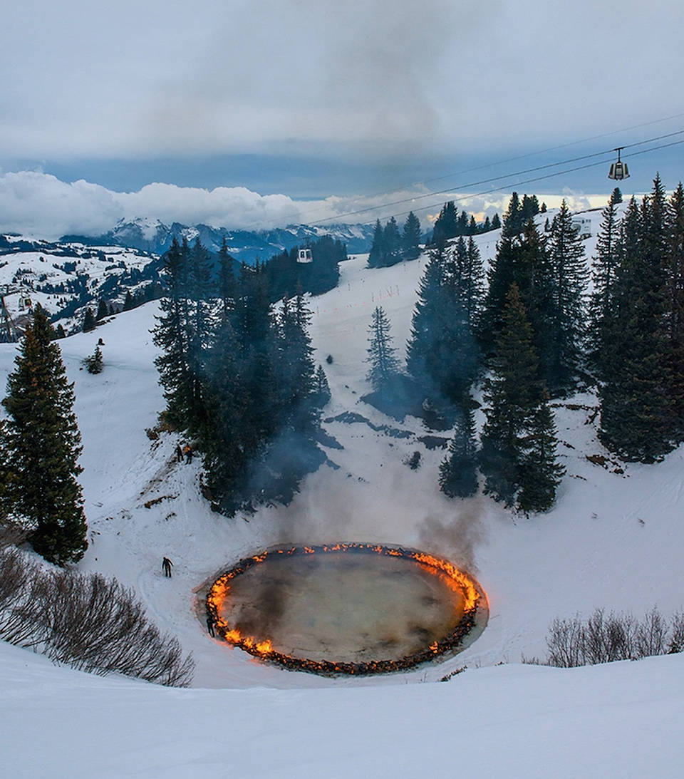 Swiss Alps Fire Background