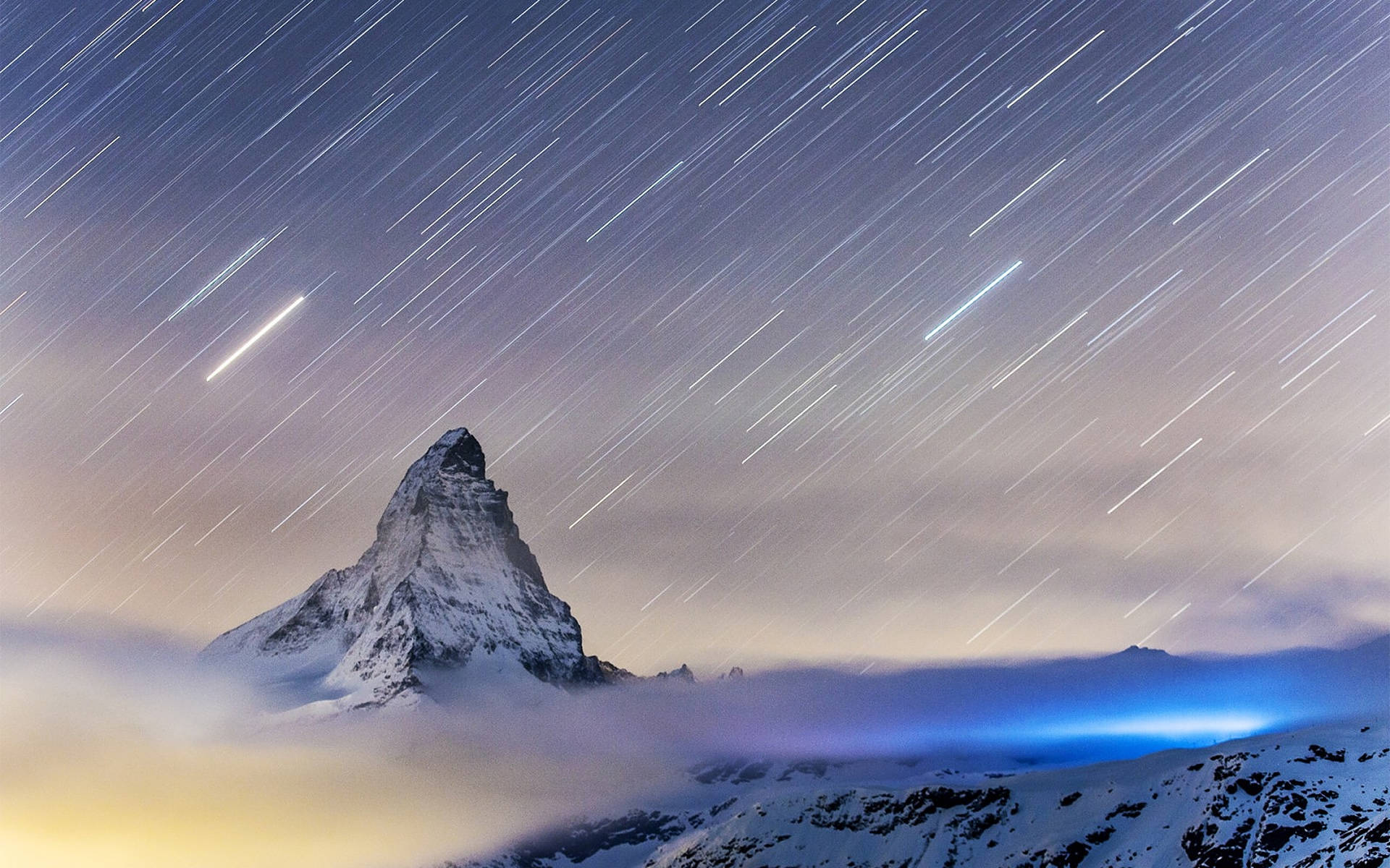 Swiss Alps Meteor Shower Background