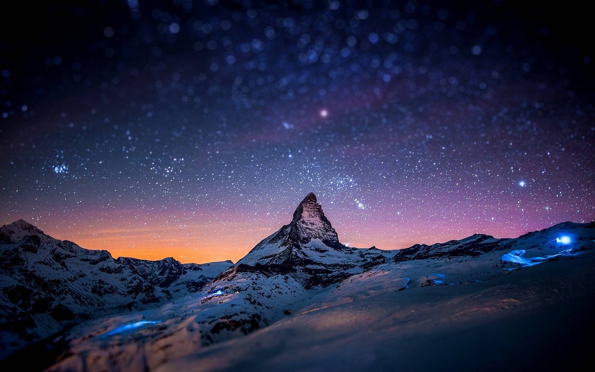 Swiss Alps Night View Background