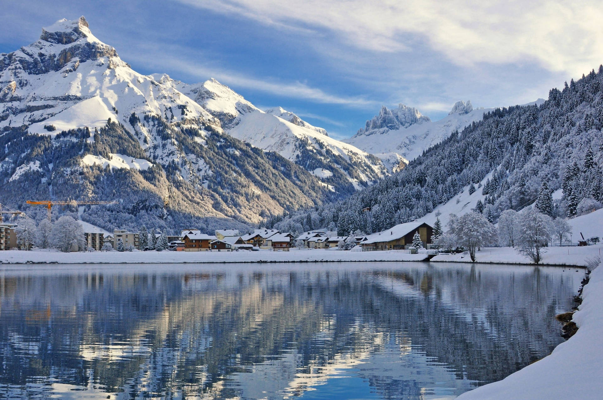 Swiss Alps Snow Winter Landscape Background