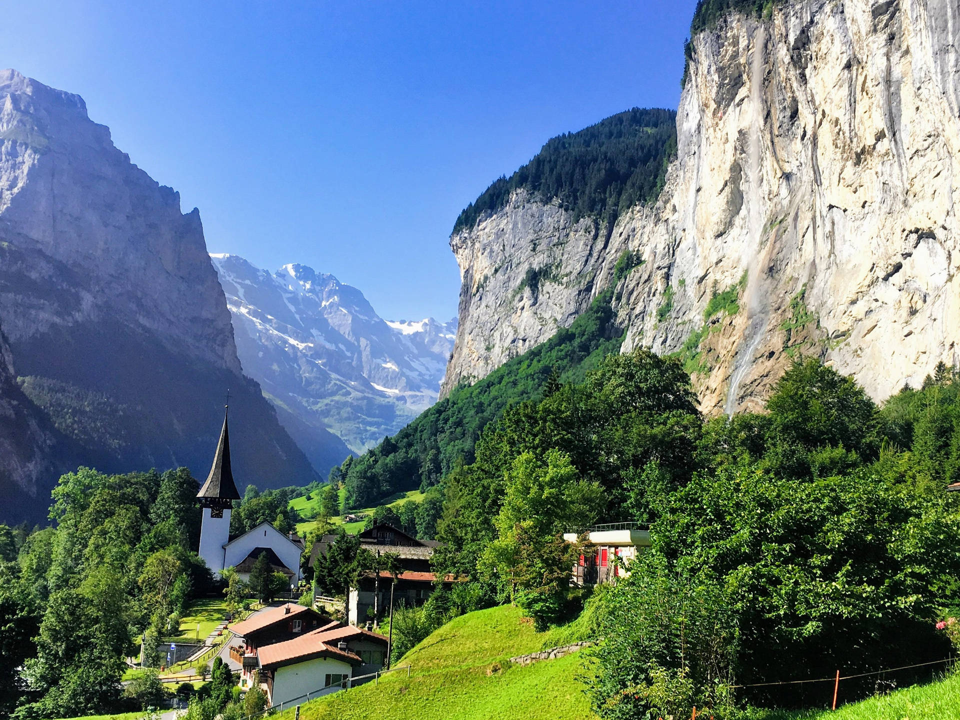 Swiss Alps Staubbach Falls Background