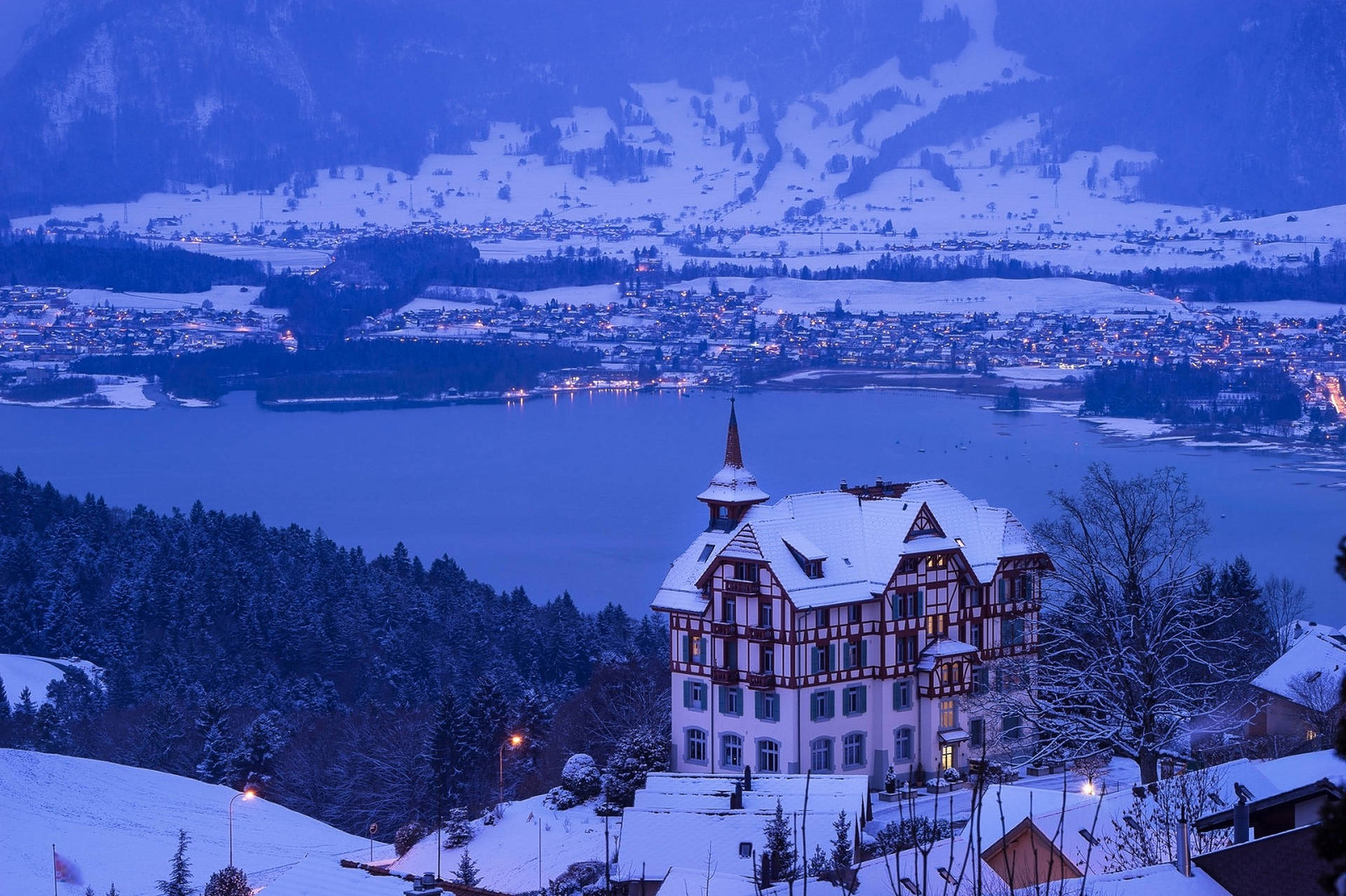 Swiss Alps Town Background
