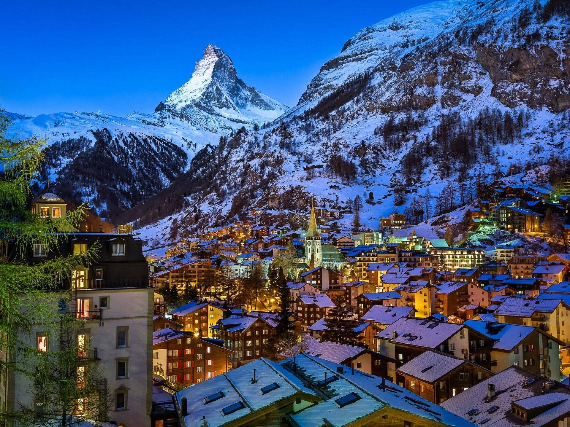 Swiss Alps Winter Landscape Background