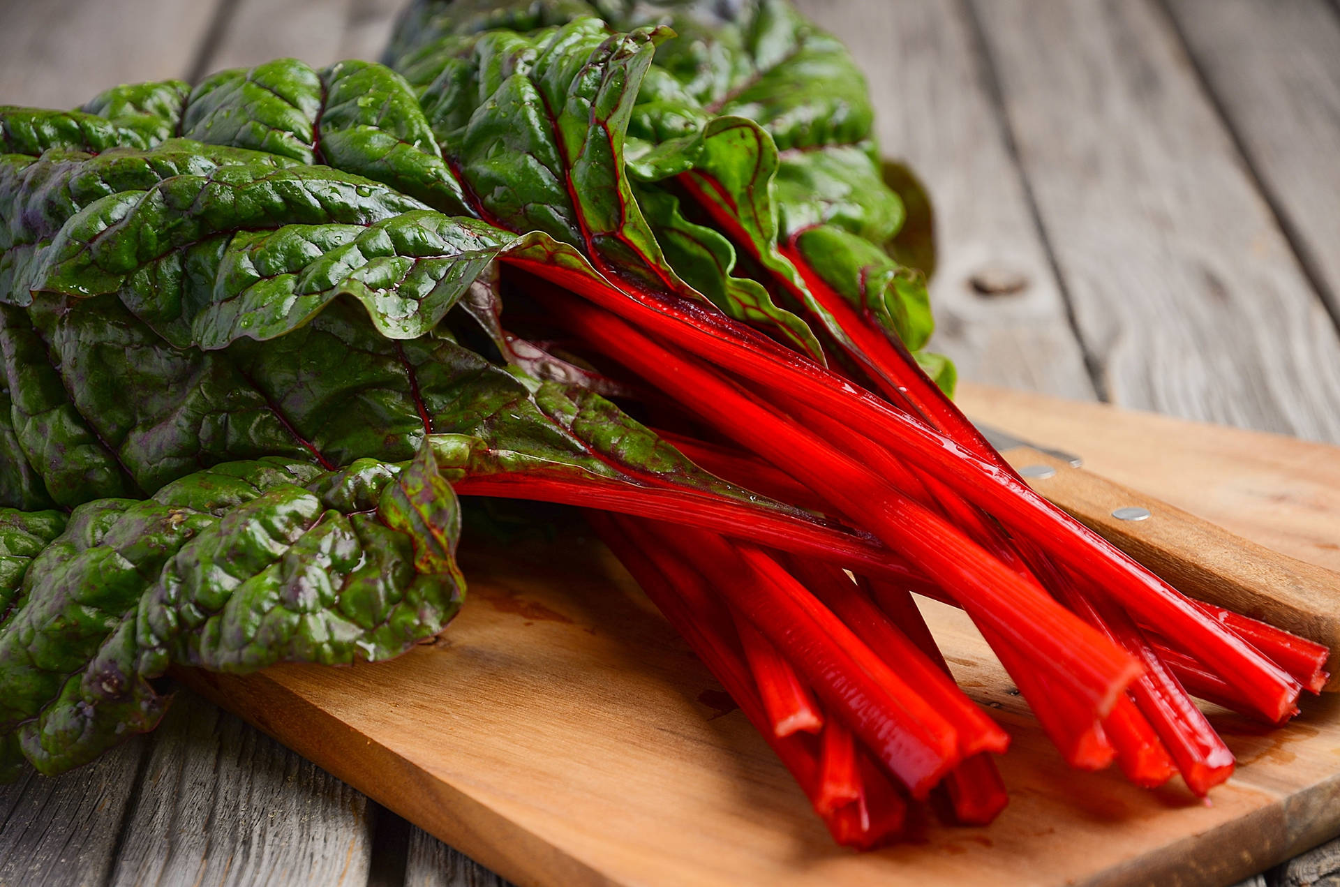 Swiss Chard Brilliant Red Stems Vegetable Background