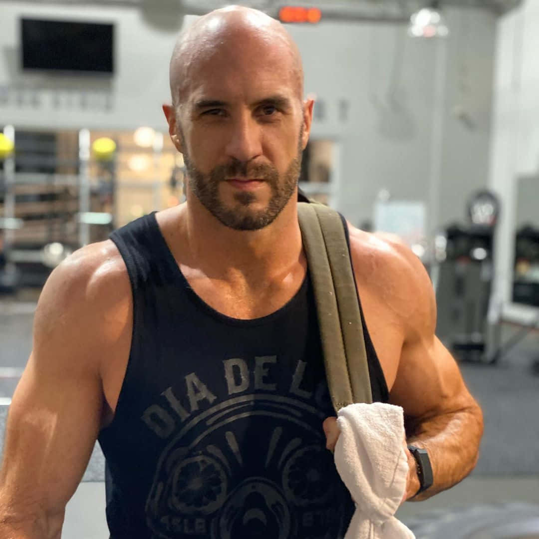 Swiss Professional Wrestler Claudio Castagnoli In Gym Background