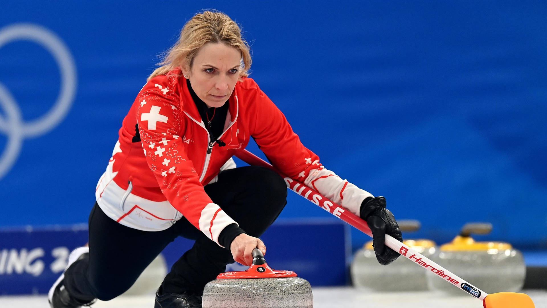 Switzerland Curling Team In Action Background