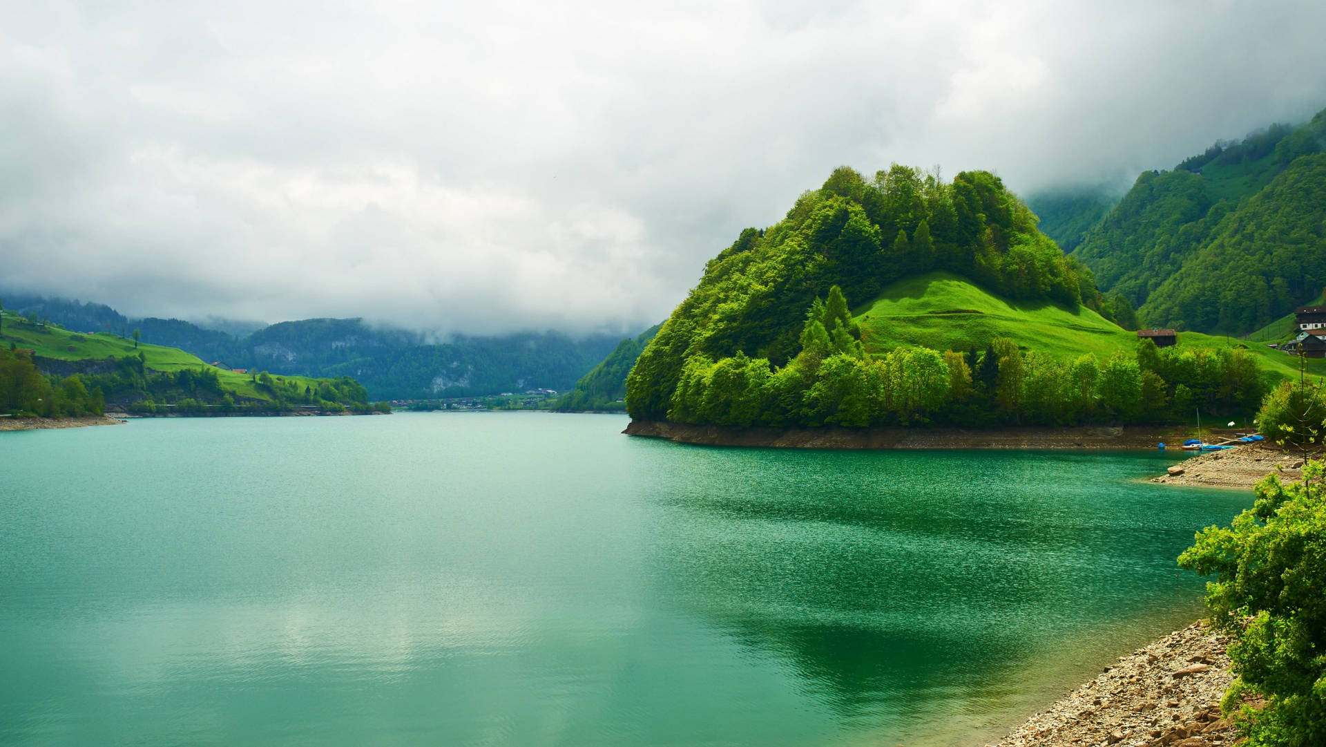 Switzerland Emerald Green Lake Background