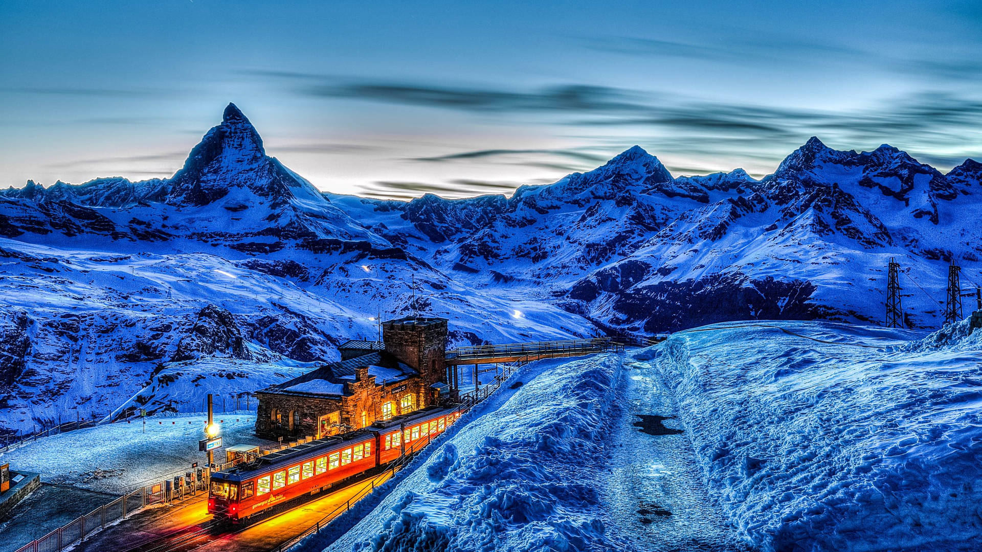 Switzerland Frozen Mountains Background