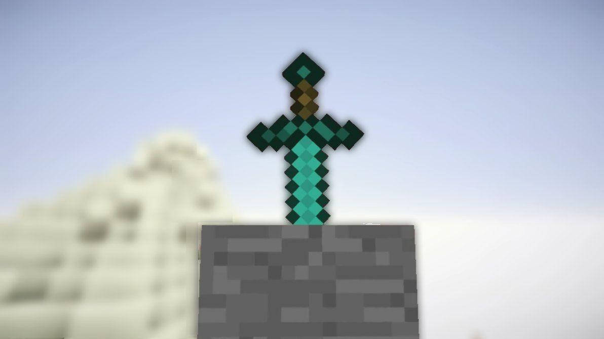 Sword Buried In A Post Cool Minecraft Background