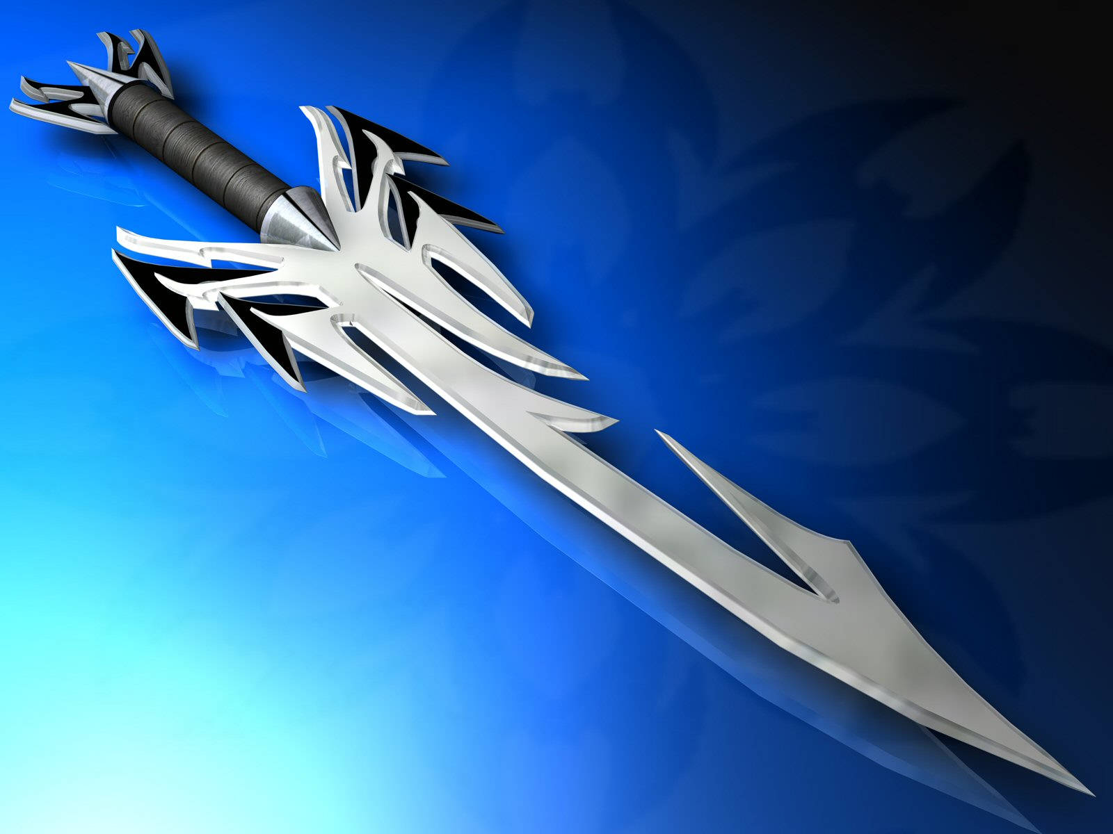 Sword In Blue Gradient Backdrop Background