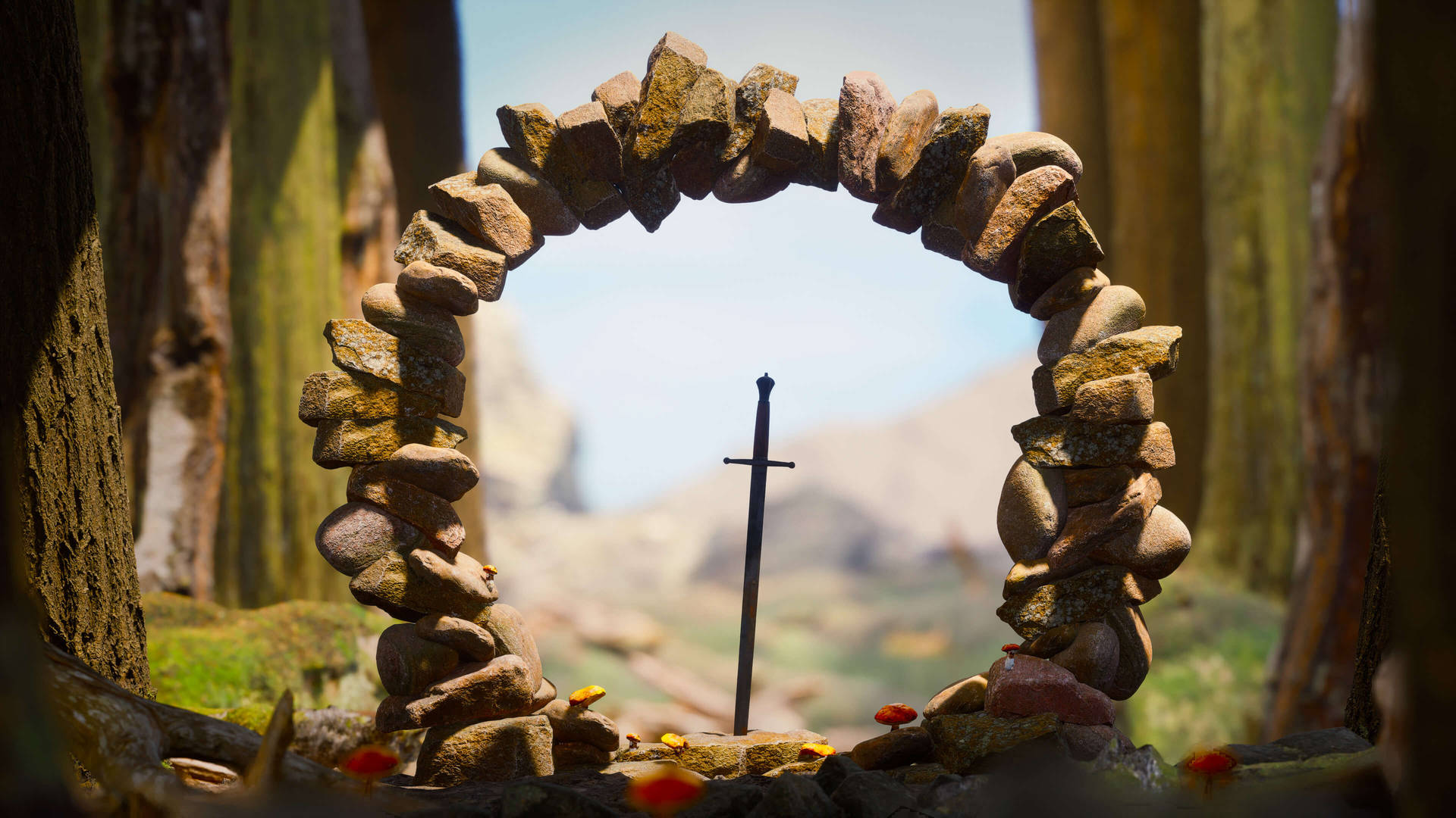 Sword In Stone Arch Ring Background