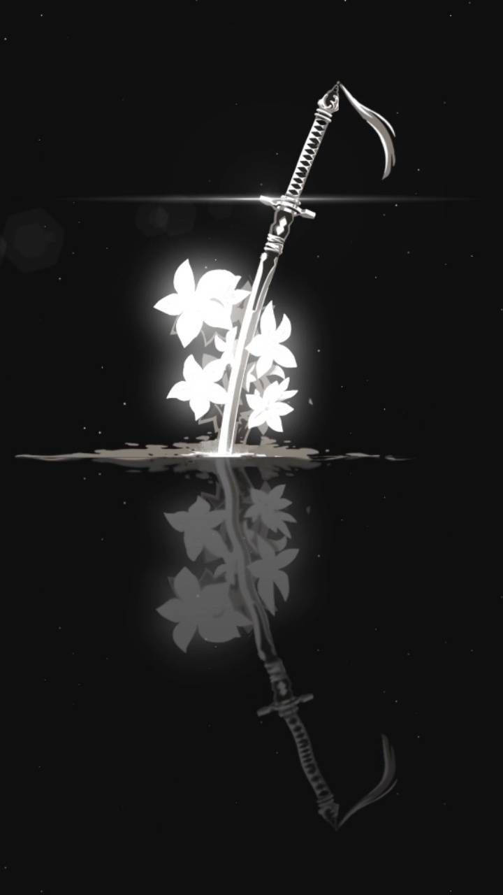 Sword With Flowers Background