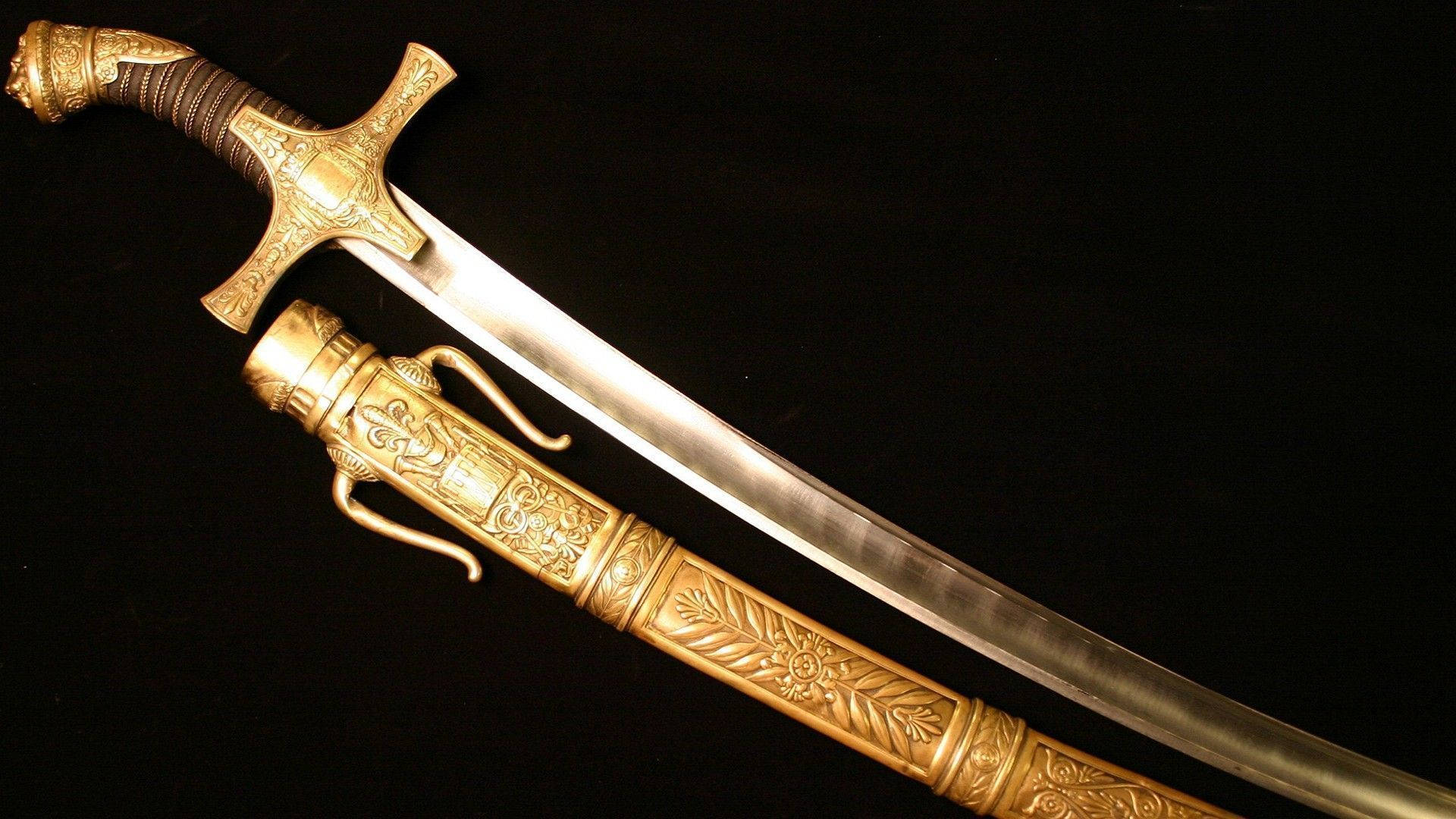 Sword Wth Gold Scabbard Background
