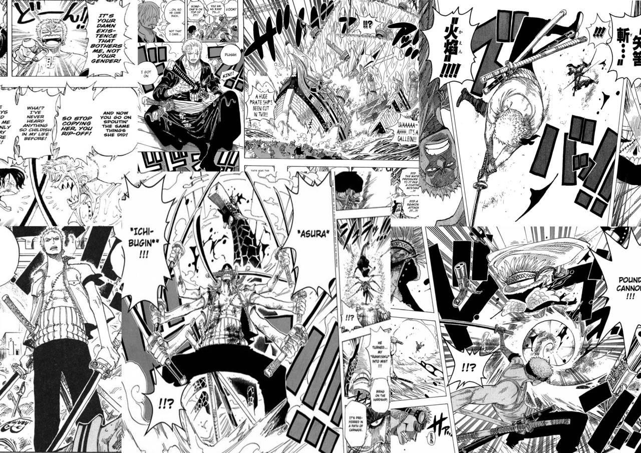 Swordsman Roronoa Zoro Manga Panel Background