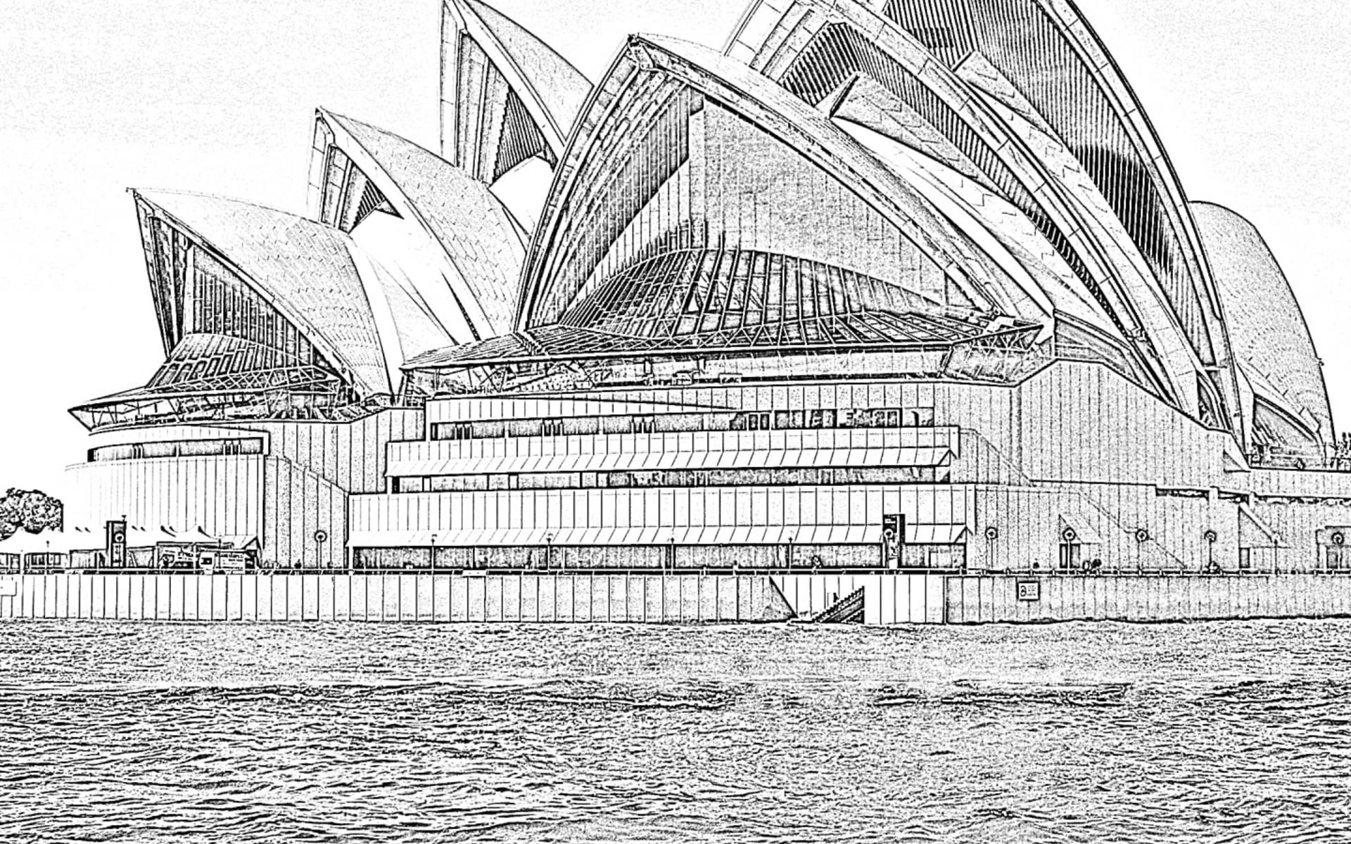 Sydney Opera House Pencil Drawing Background