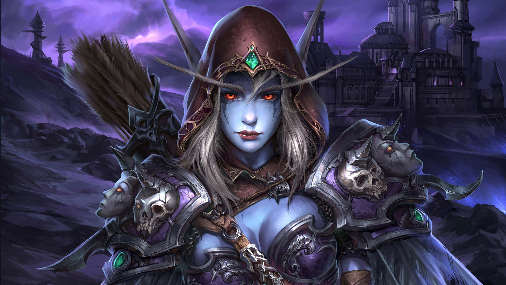 Sylvanas Windrunner Blue Skin Background