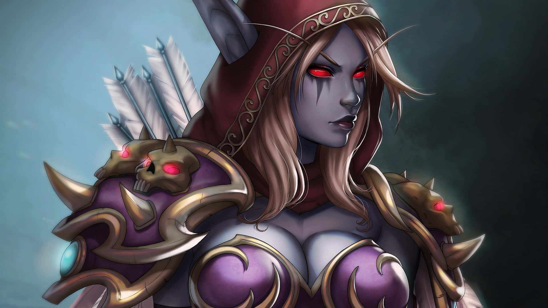 Sylvanas Windrunner Glowing Red Eyes Background