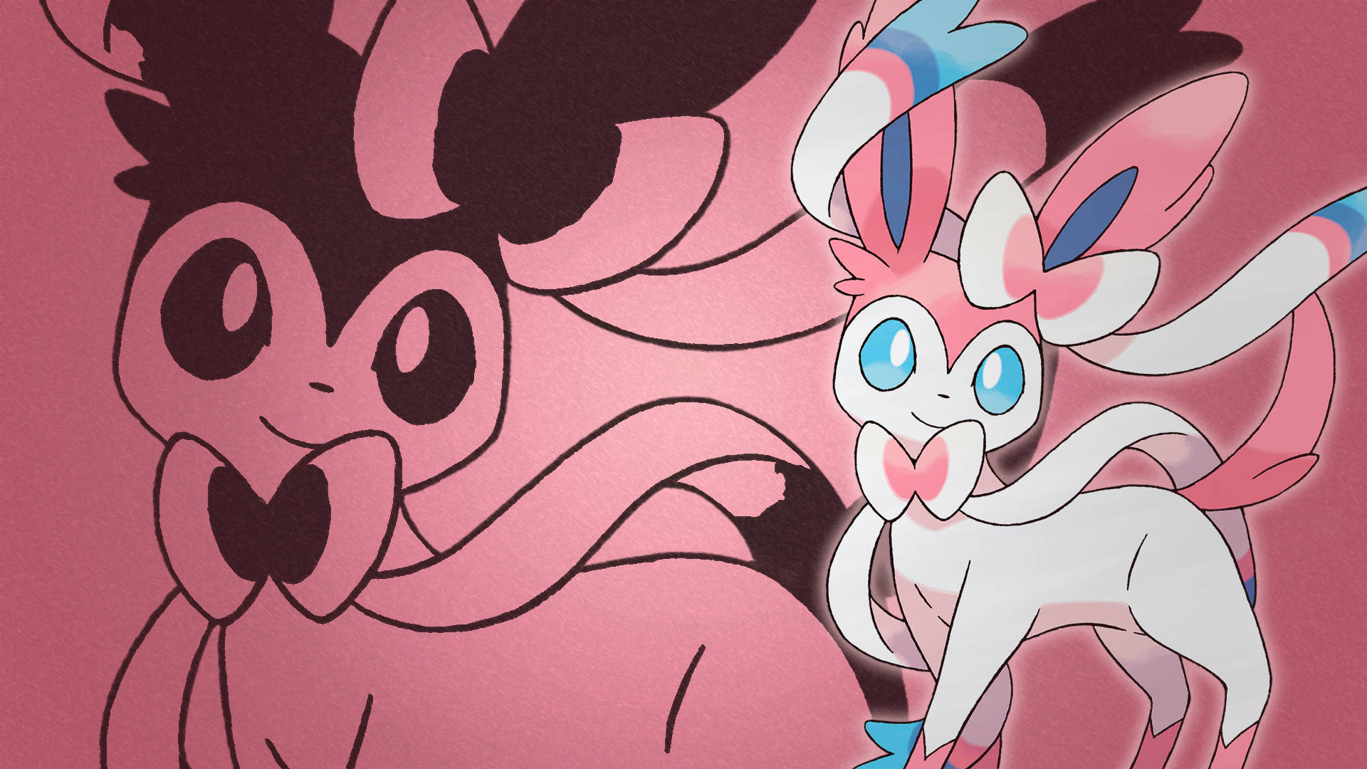Sylveon, The Intertwining Pokémon, Against A Starry Night Backdrop